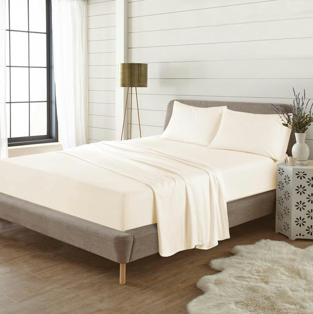 Homespace Direct Cream Flannelette Brushed Cotton 16" Deep Fitted Sheet - Double - Fitted Sheet