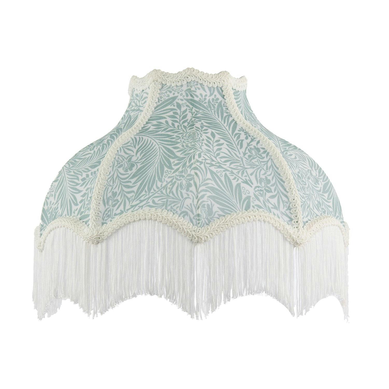 Happy Homewares Light/Green Classic Victorian Lamp Shade In Emerald Velvet With Trims