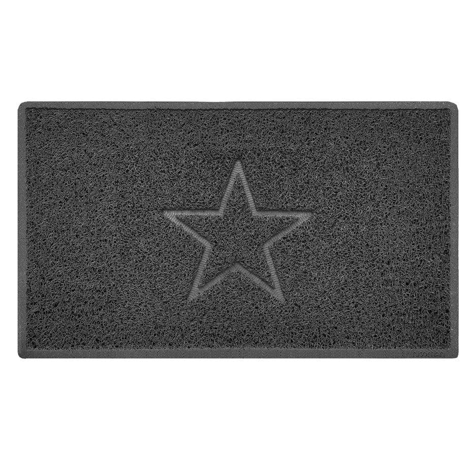 Rackhams Dark/Grey Indoor Spaghetti Door Mat Embossed Star - 75Cm X 44Cm - Yes (Suitable For Indoors)