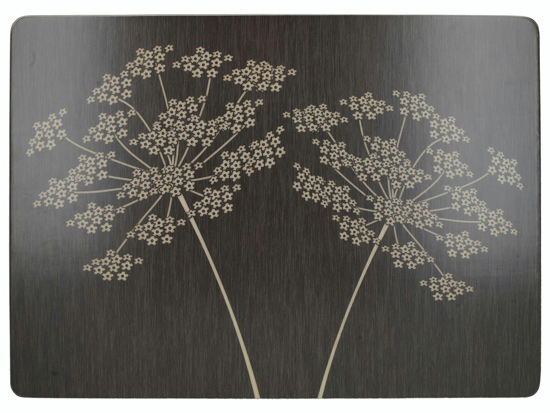 Rackhams Black Silhouette Pack Of 4 Large Premium Placemats - Multicolour - Wood - Placemats And Coasters