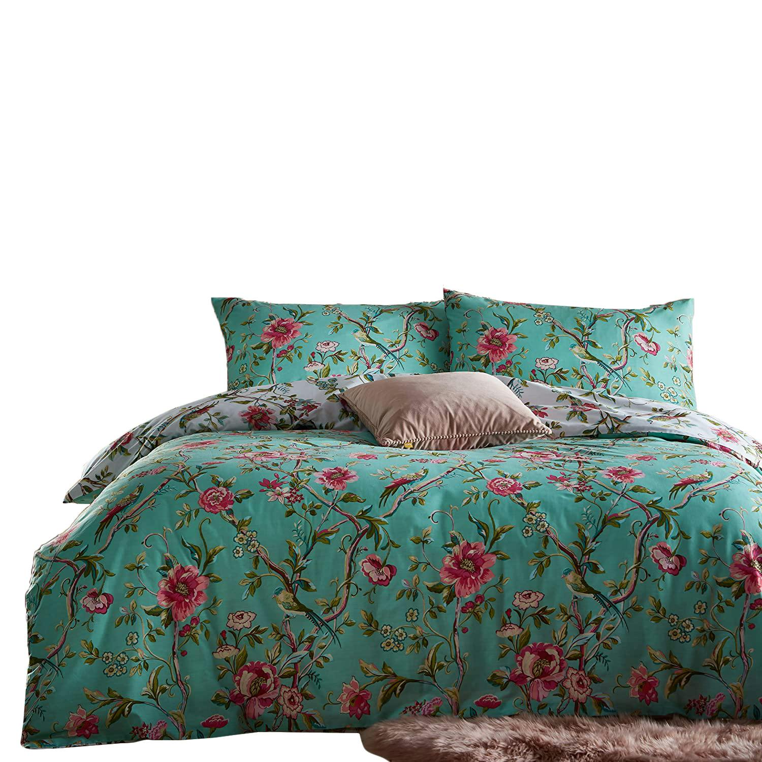 Furn Chinoiserie Vintage Duvet Cover Set - Bright Jade - King - Bright Jade - 50% Polyester/50% Cotton