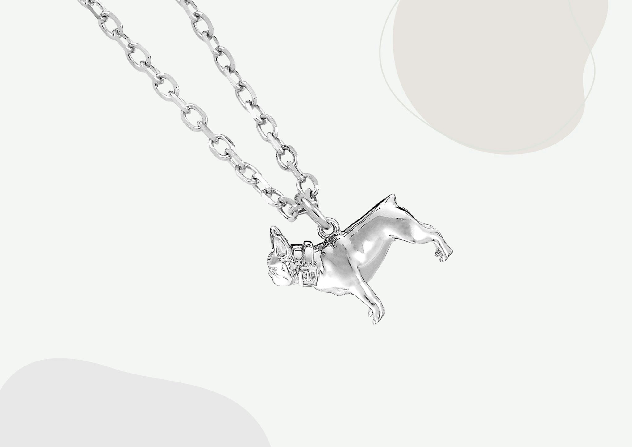 Mylee London Silver French Bulldog Necklace - Personalised - No