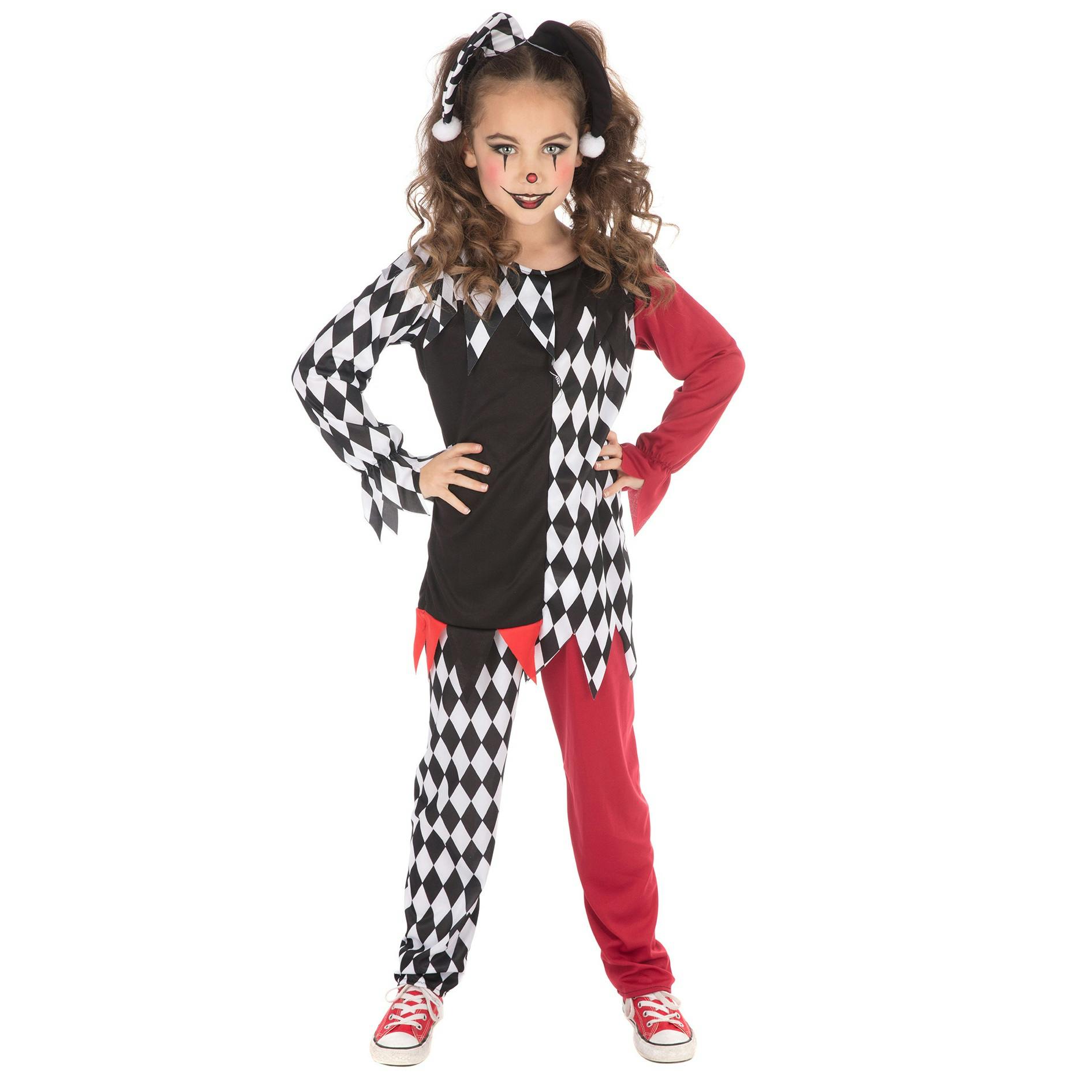 Bristol Novelty Girls Black/White/Red Terrorquin Clown Costume - M