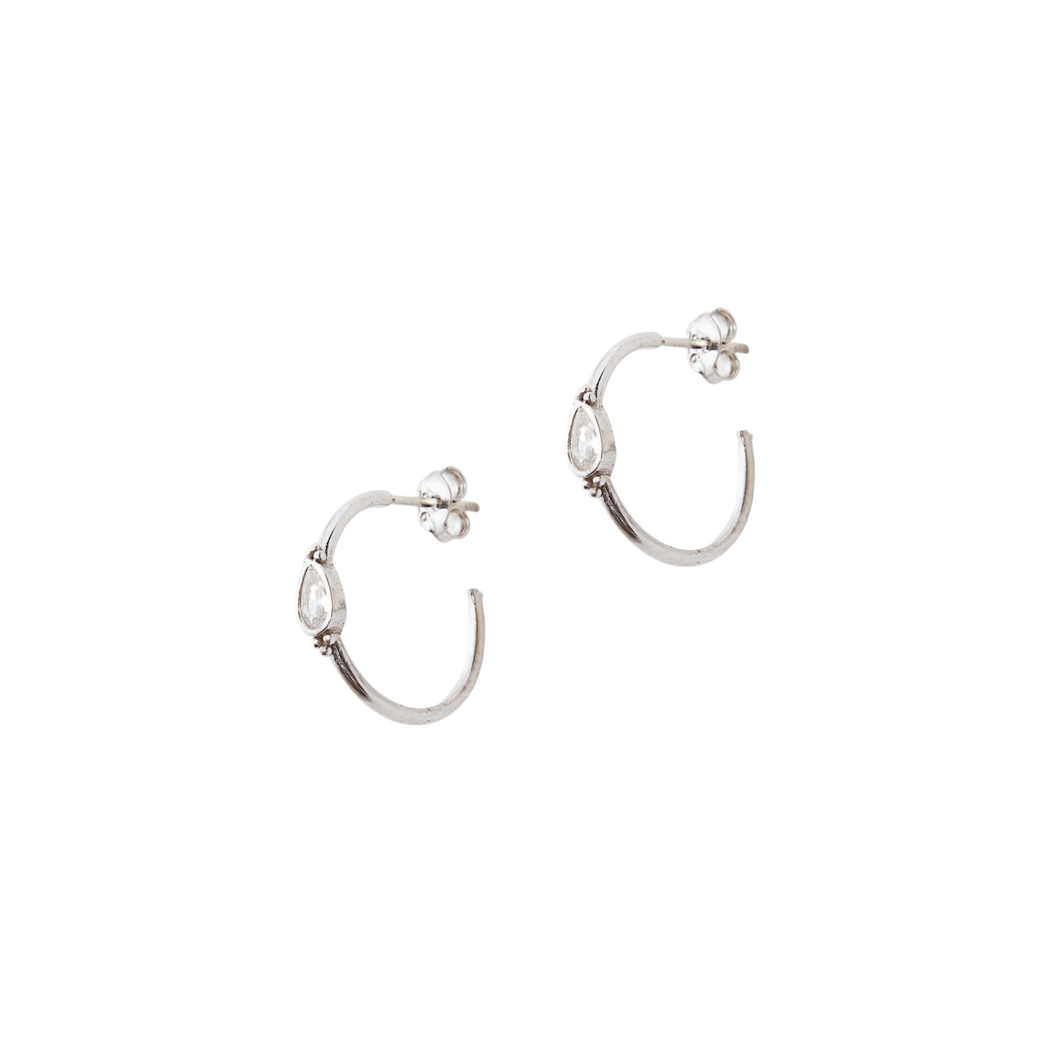 Spero London Silver/White Drop Solitaire Earrings Sterling