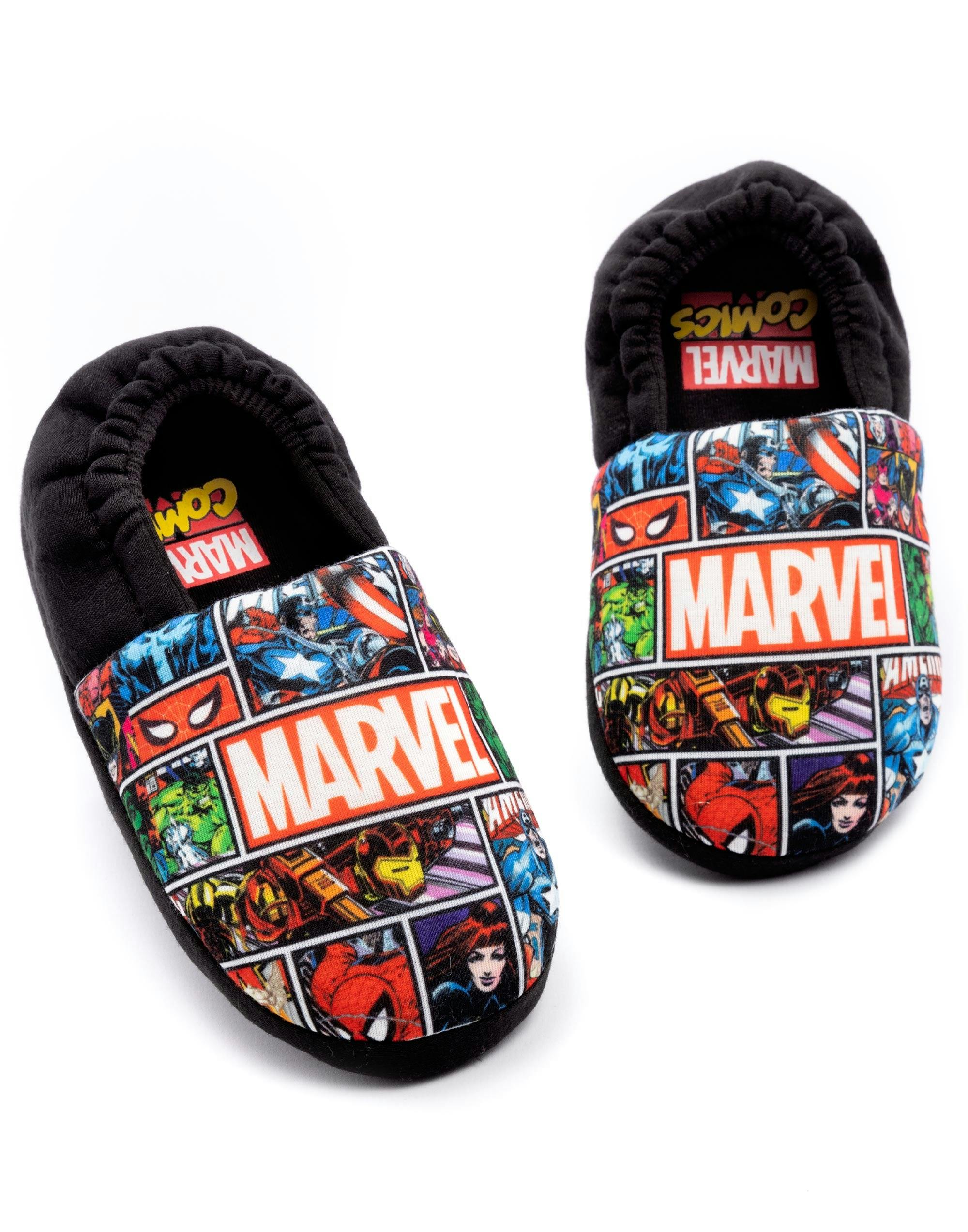 Vanilla Underground Boys Black Marvel Avengers Slip On Loafer Slippers - 4 Uk Child