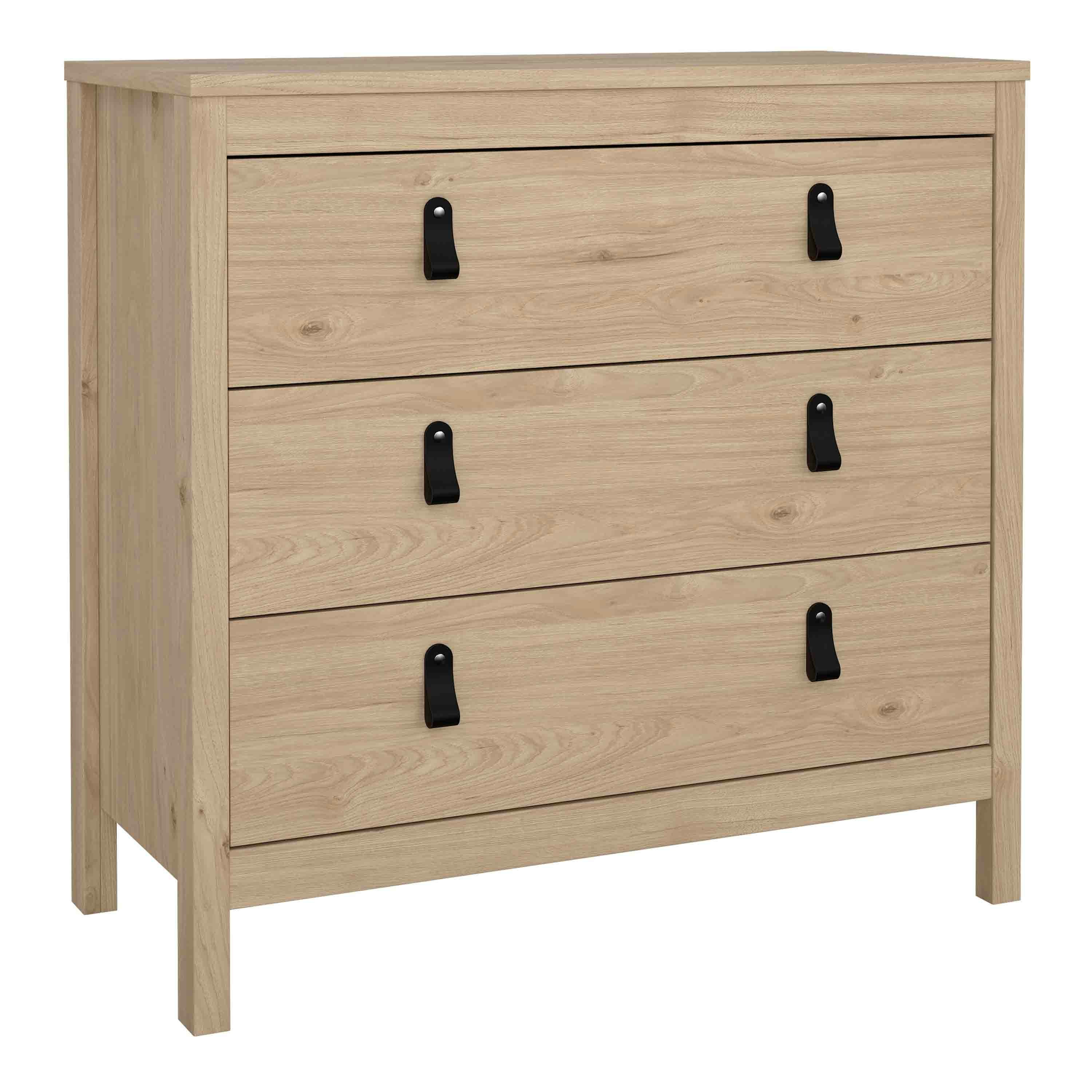 Furniture To Go Barcelona Chest 3 Drawers In Jackson Hickory Oak - Oak - Matt - Melamine