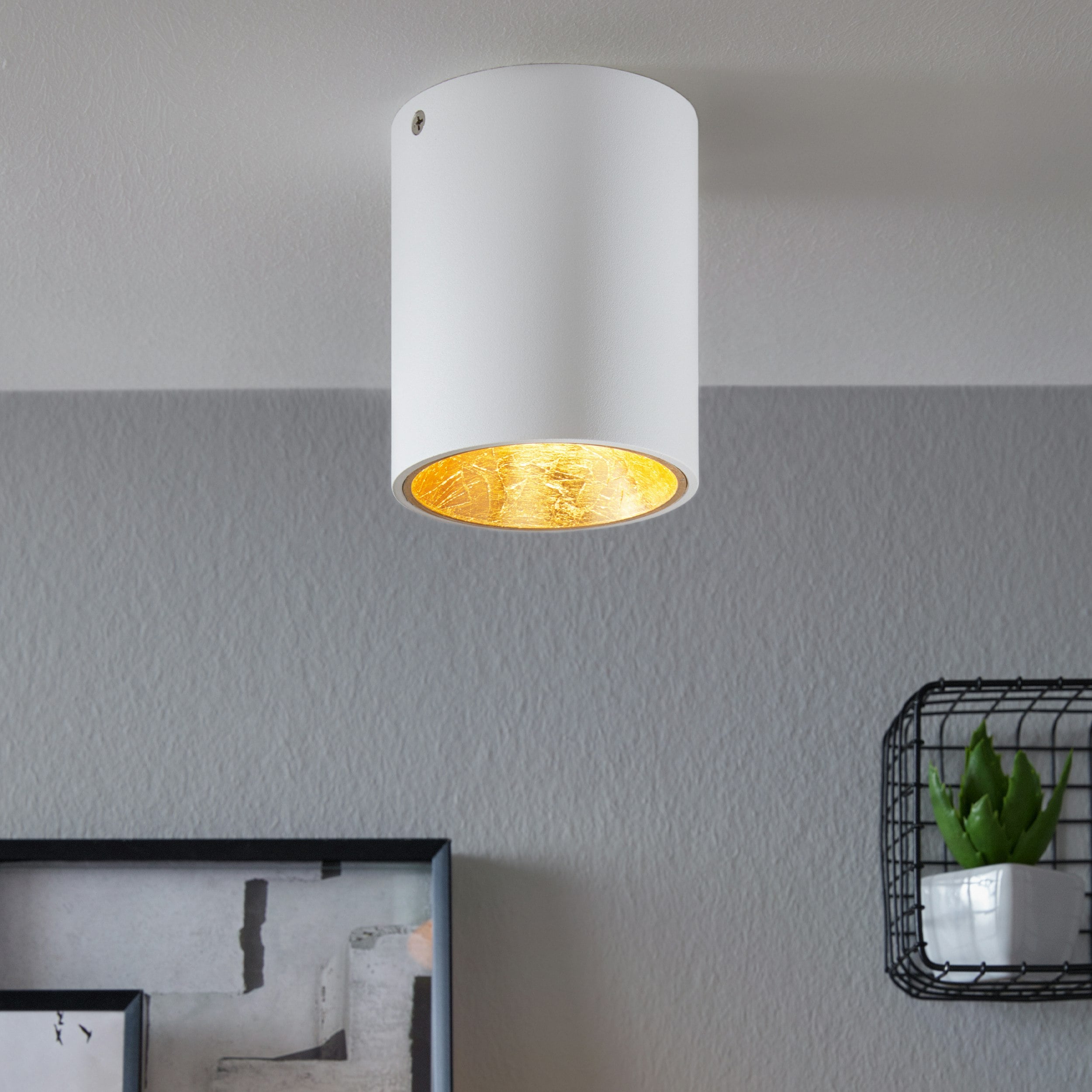 Eglo White/Light Polasso Modern Cylindrical Ceiling Wbs - Aluminium, Plastic - Ceiling