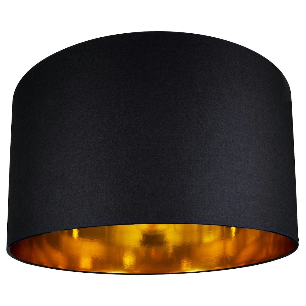 Rackhams Black/Gold Contemporary Cotton 20" Floor/Pendant Lamp Shade With Shiny Inner
