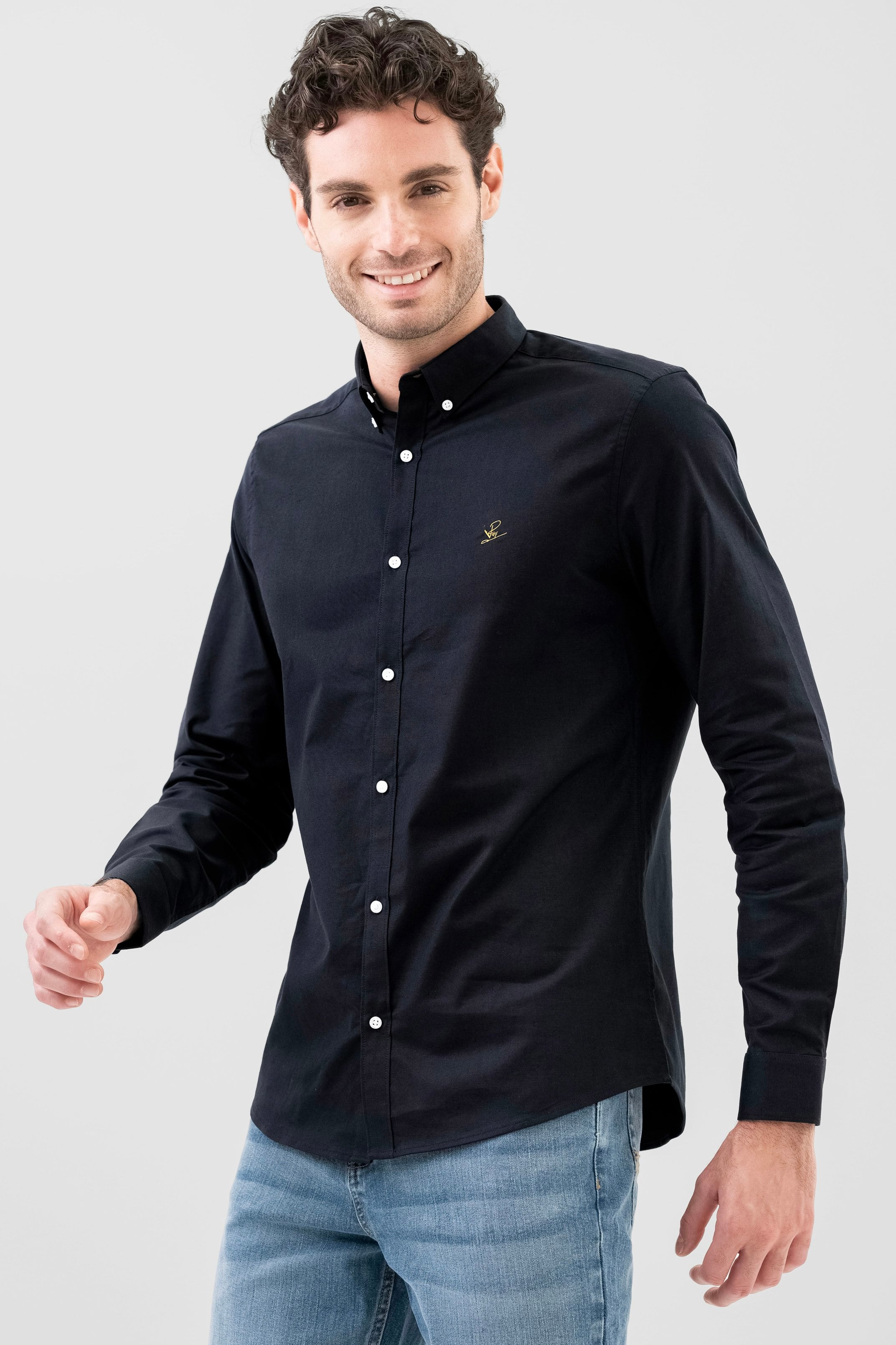 Enorsia Black Signature Slim Fit Oxford Shirt - Xxl - 98% Cotton, 2% Spandex