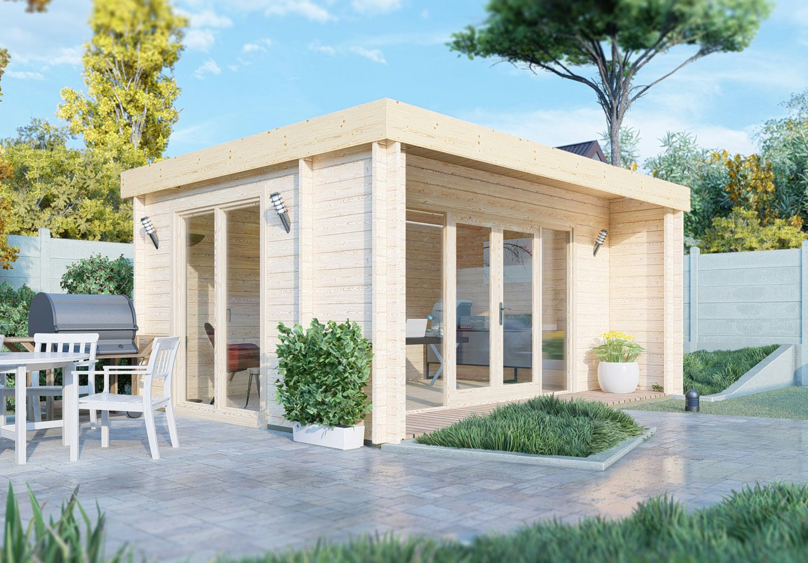 Rackhams Light Nuuk Log Cabin 16X13 Log Cabin 44Mm Cladding