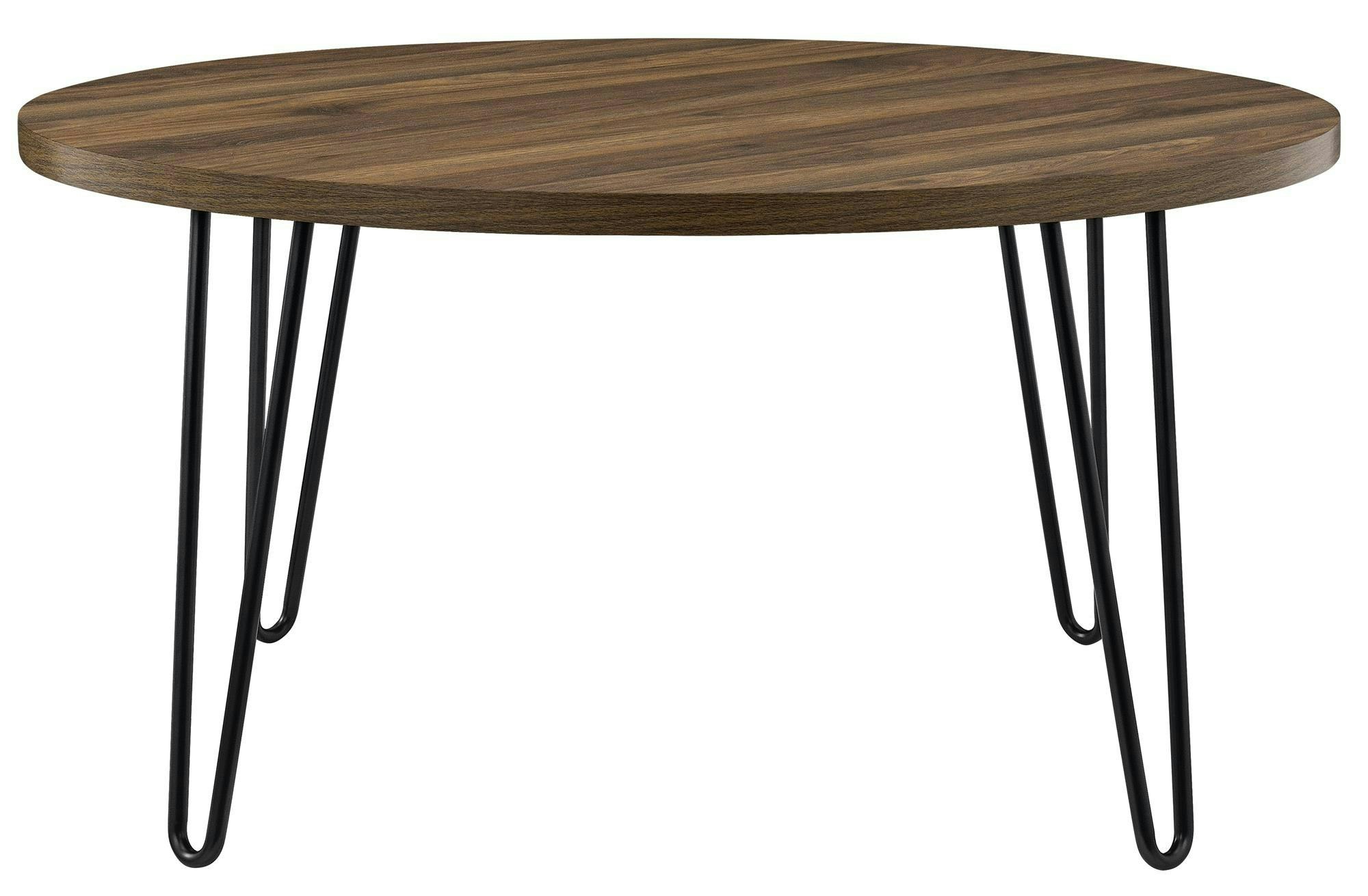 Rackhams Brown Owen Retro Round Coffee Table In Walnut Look