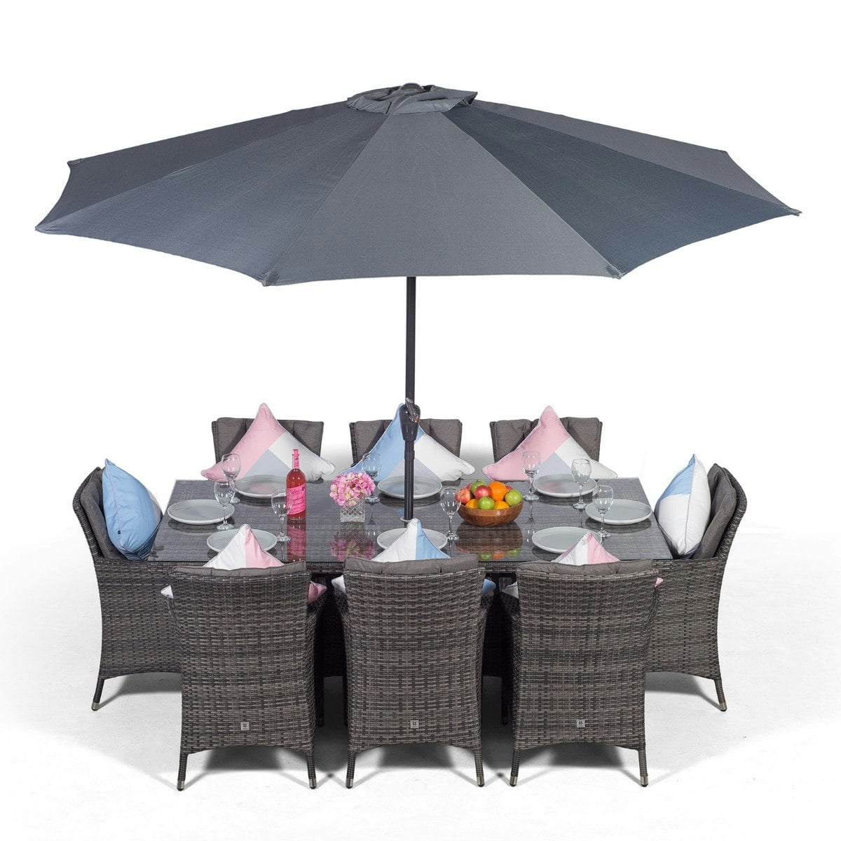 Giardino Grey Savannah Rectangular 8 Seater Rattan Patio Dining Set - 1