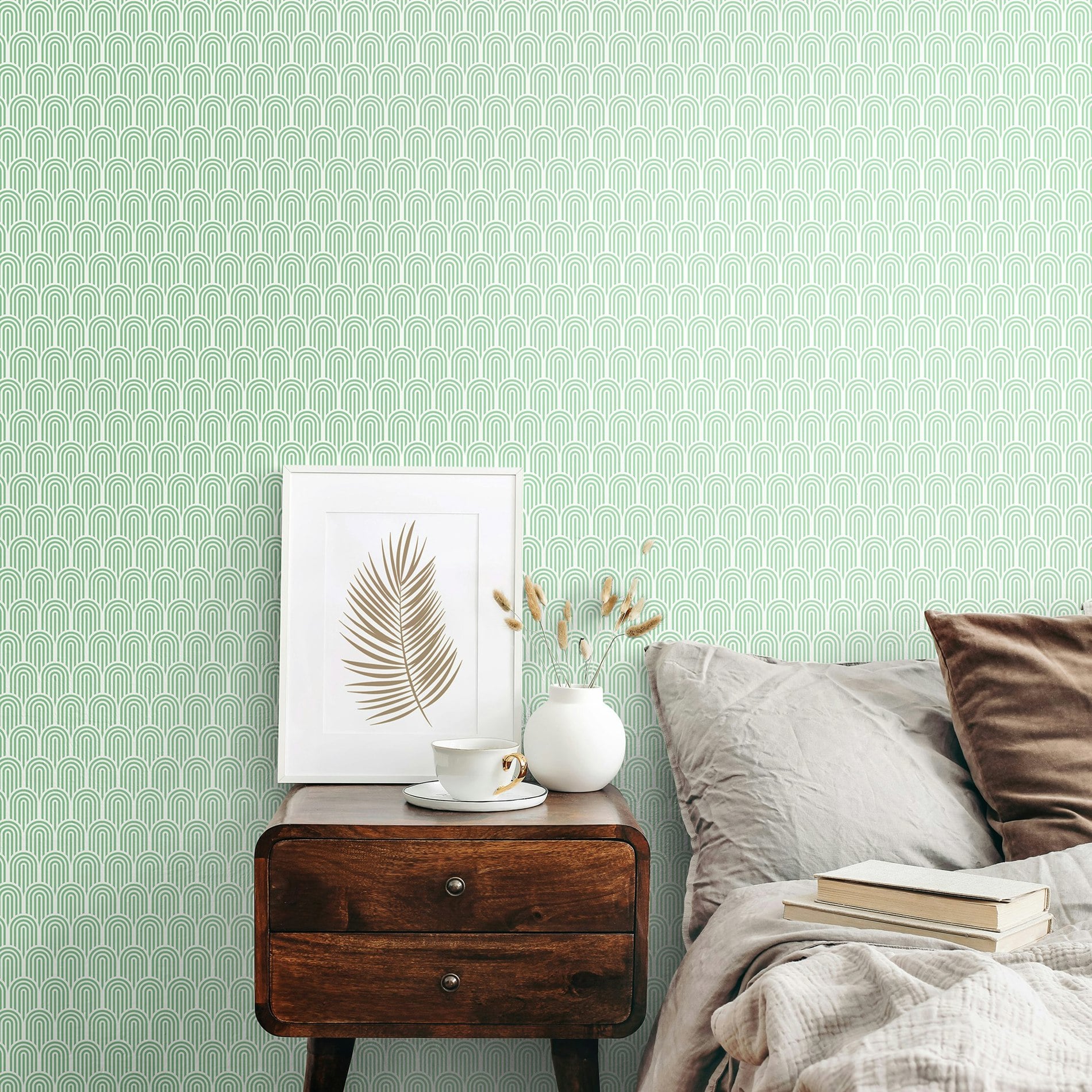 Hoopla Walls Green Retro Arch - Mint 10M Wallpaper - Mint
