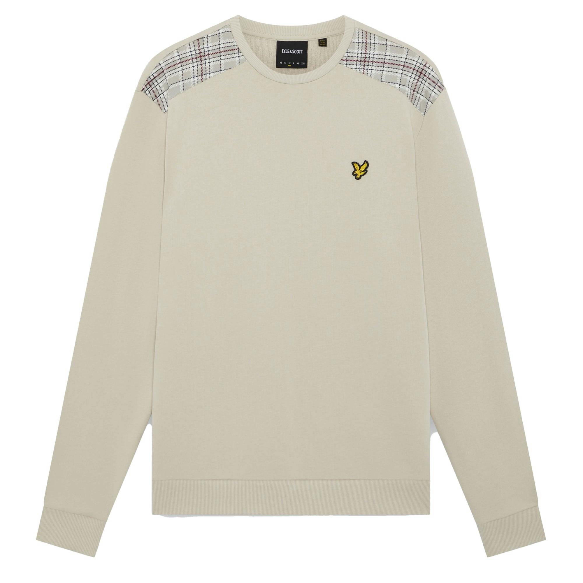 Lyle & Scott Check Panelled Crew Neck Sweatshirt Cove - M