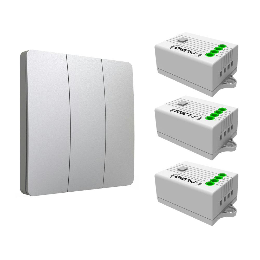ENER-J 3 Gang Wireless Kinetic Switch - Silver Body - 500W RF Receiver - Kinetic Energy - IP55 Rated - Image 4