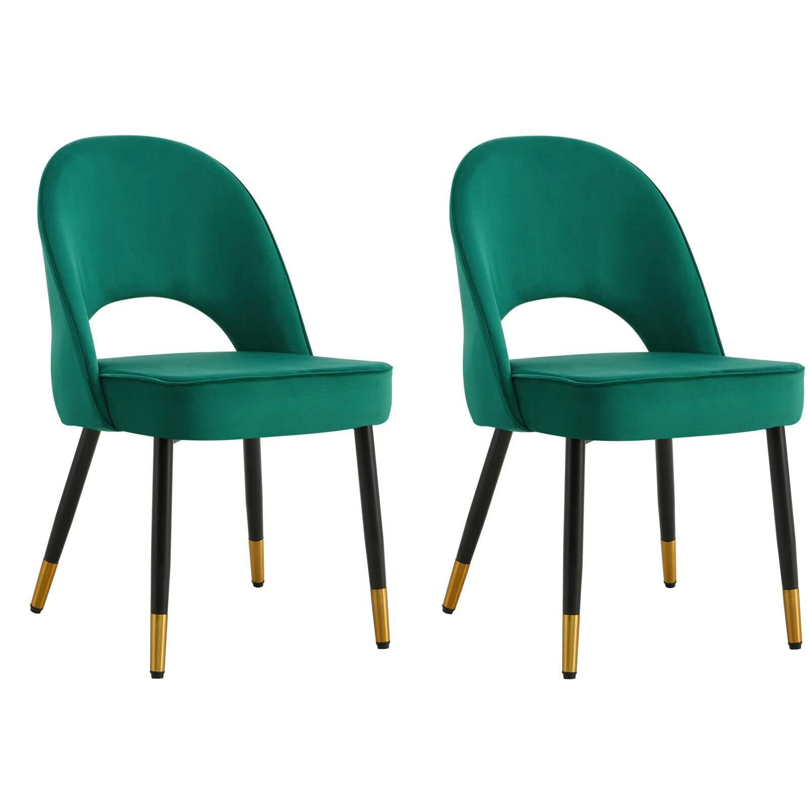 Hygrad Built To Survive Black/Green Padded Velvet Dining Chairs With Legs – Set Of 2 | Hygrad®