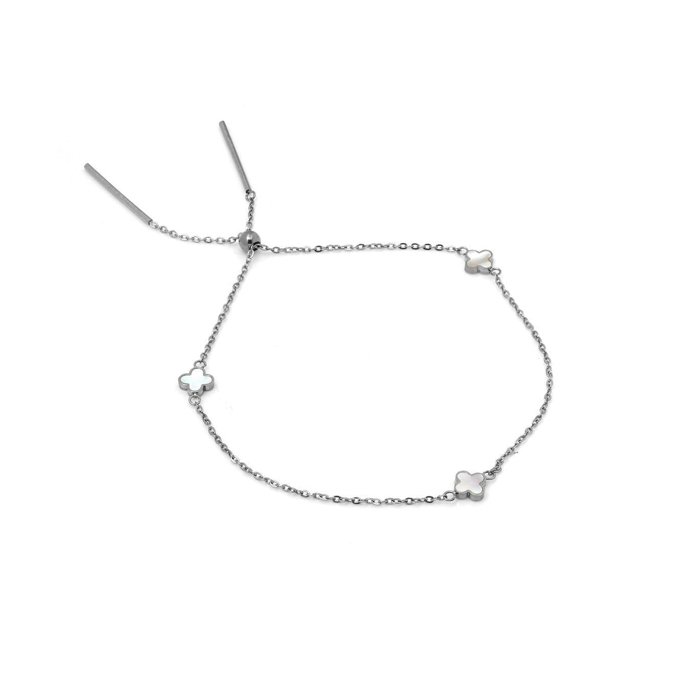 Say It With Silver Adjustable Dainty Clover Bracelet