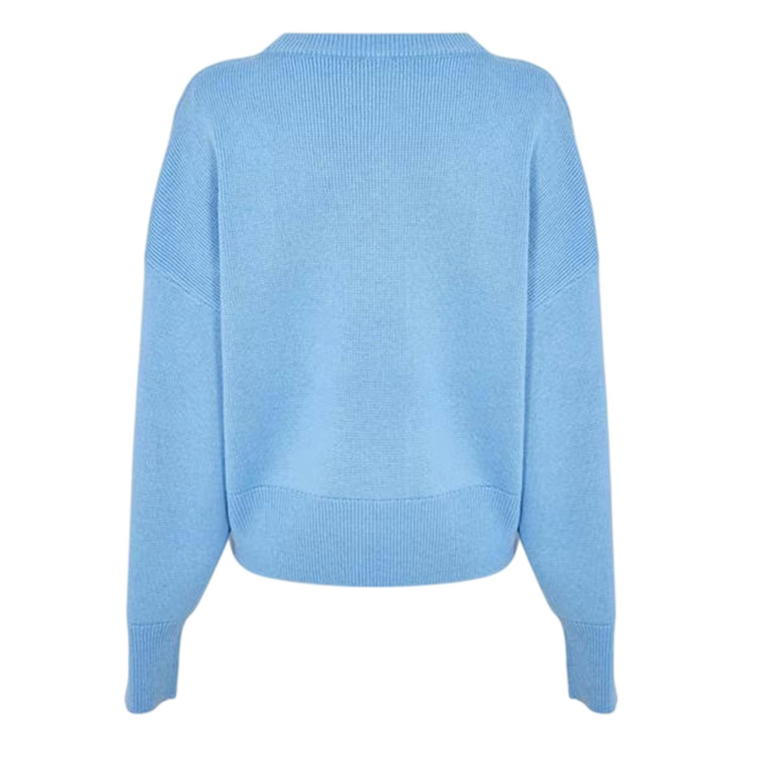Hugo Women's Blue Plain Drop Shoulder Relaxed Fit Sweater Top - Pastel - 8 Uk - Pastel - 100% Mixed