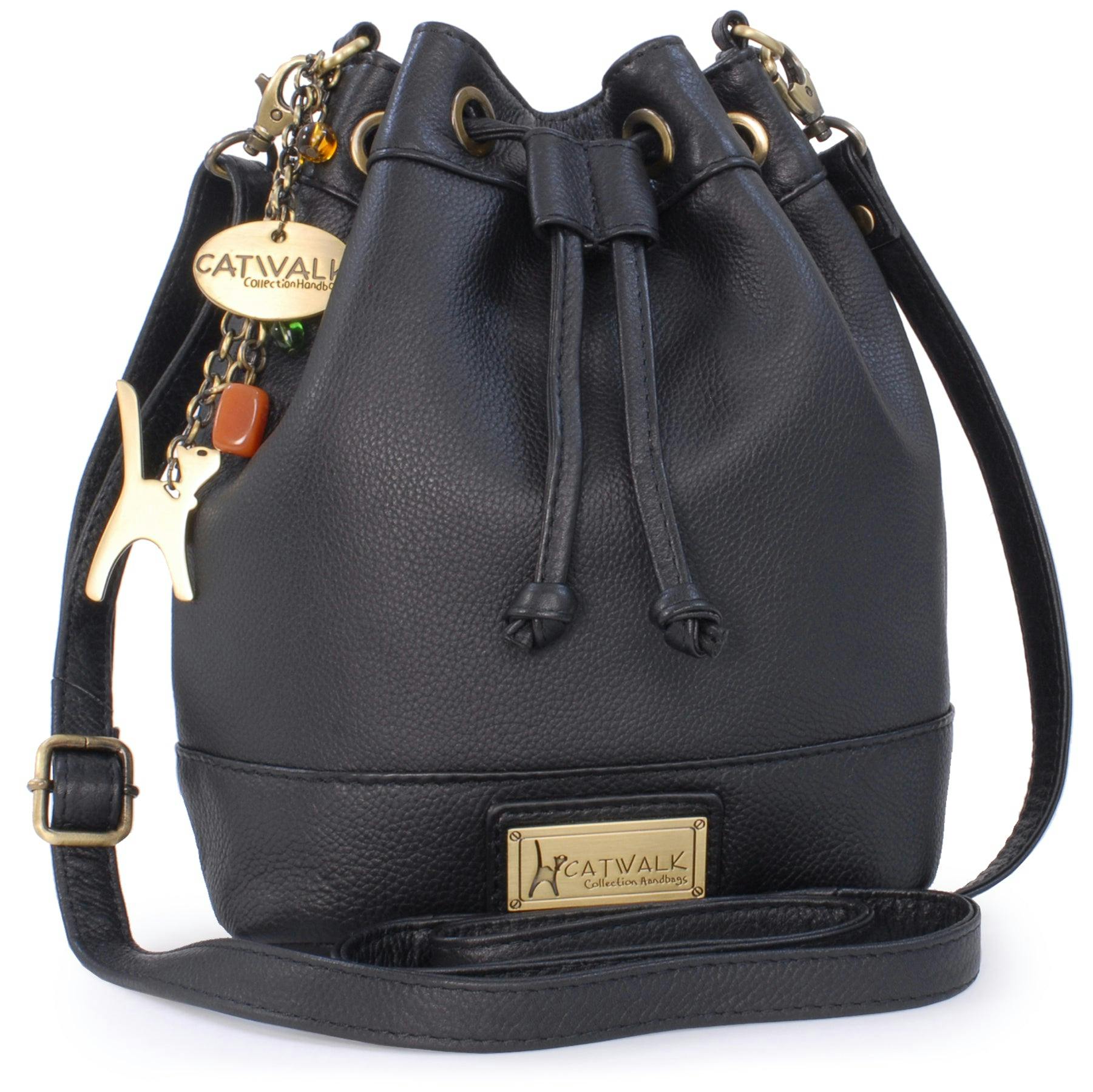 Catwalk Collection Handbags Black Rochelle - Bucket Bag