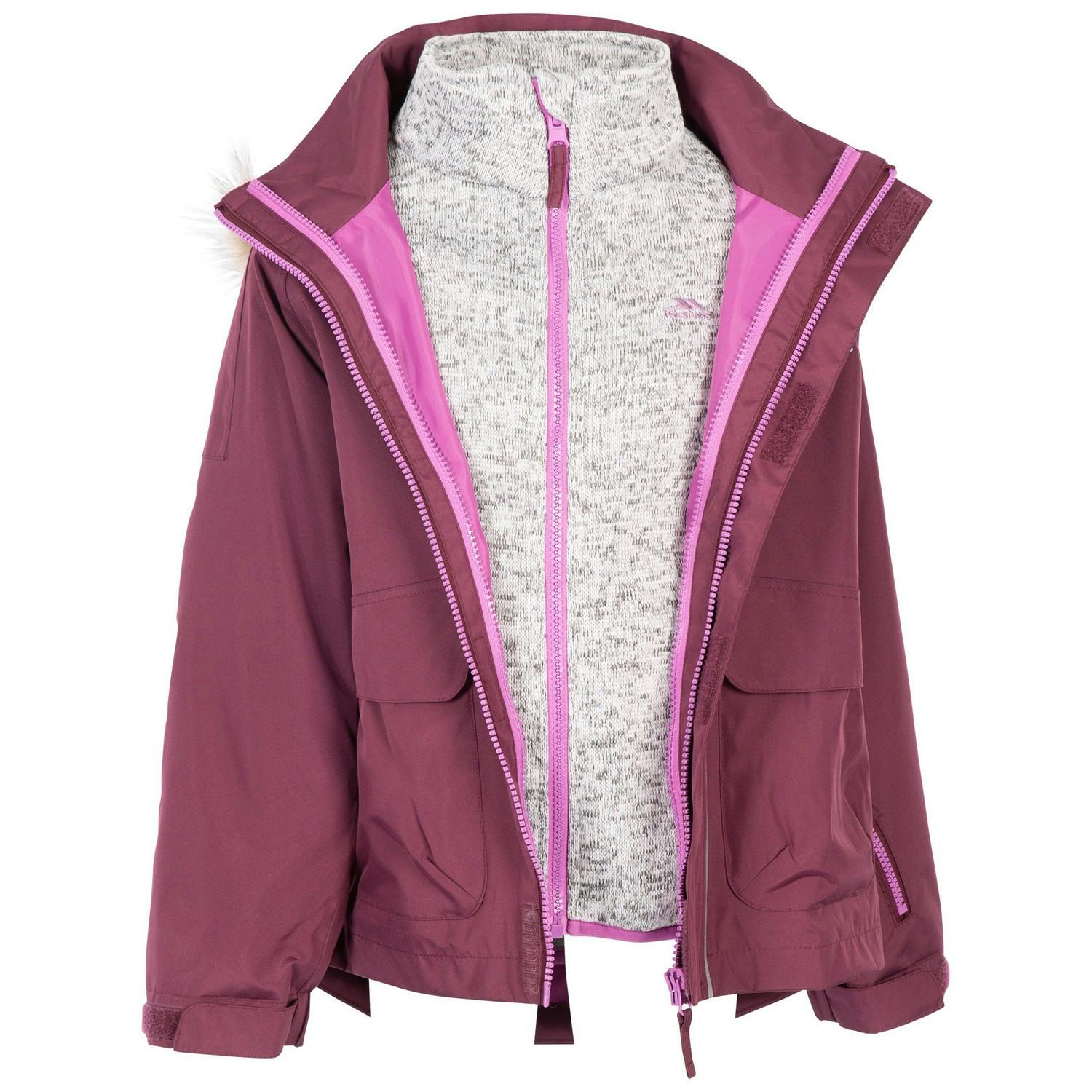Trespass Kids Outshine 3 In 1 Tp50 Jacket - Fig - 9-10 Years - Fig - 80% Polyester/20% `