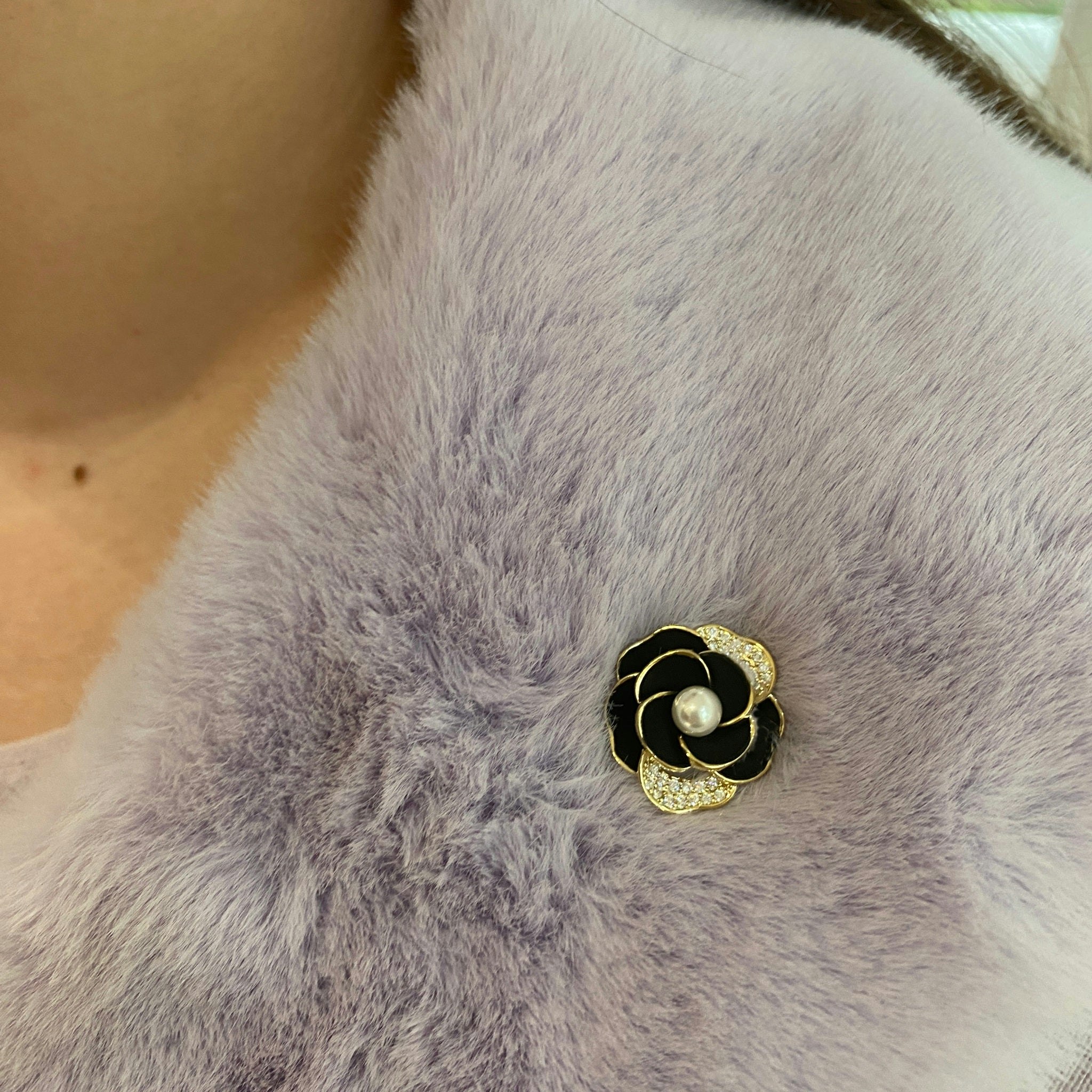 Queenmee Accessories Black Rose Brooch Small Brooch Rose Pin