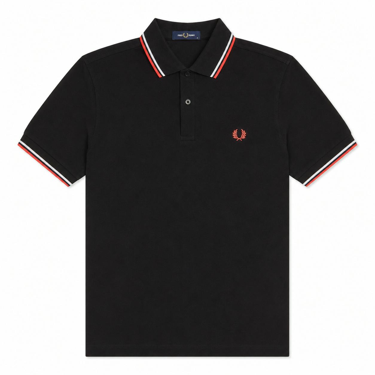 Fred Perry Black/Blue/Cream Twin Tipped Polo Shirt /Dusky /Strawberry - L