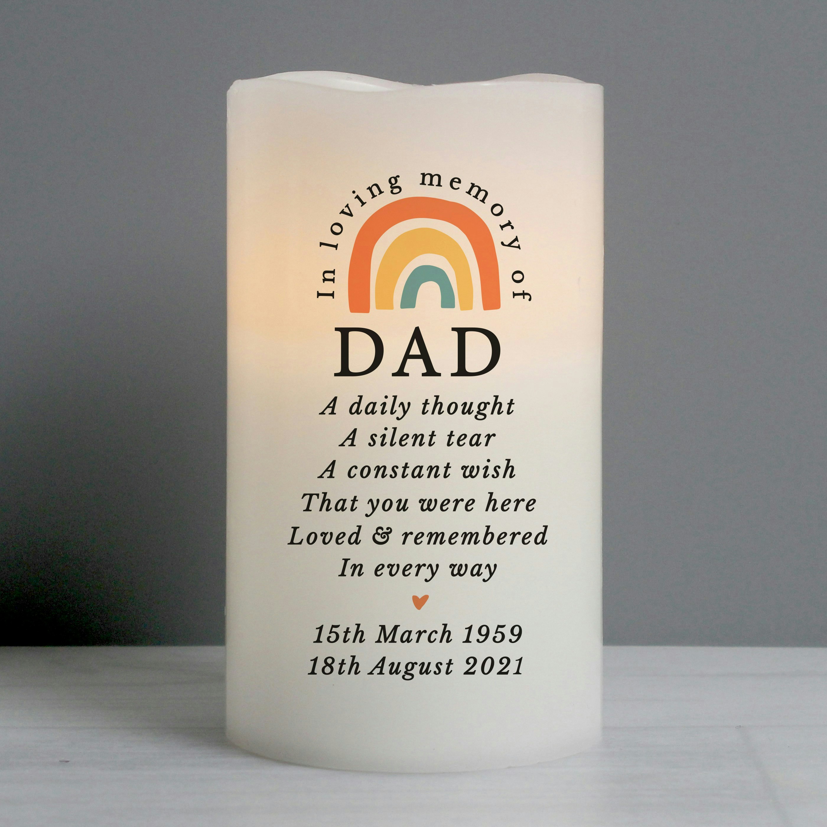 Personalised Memento Company Personalised In Loving Memory Rainbow Led Candle