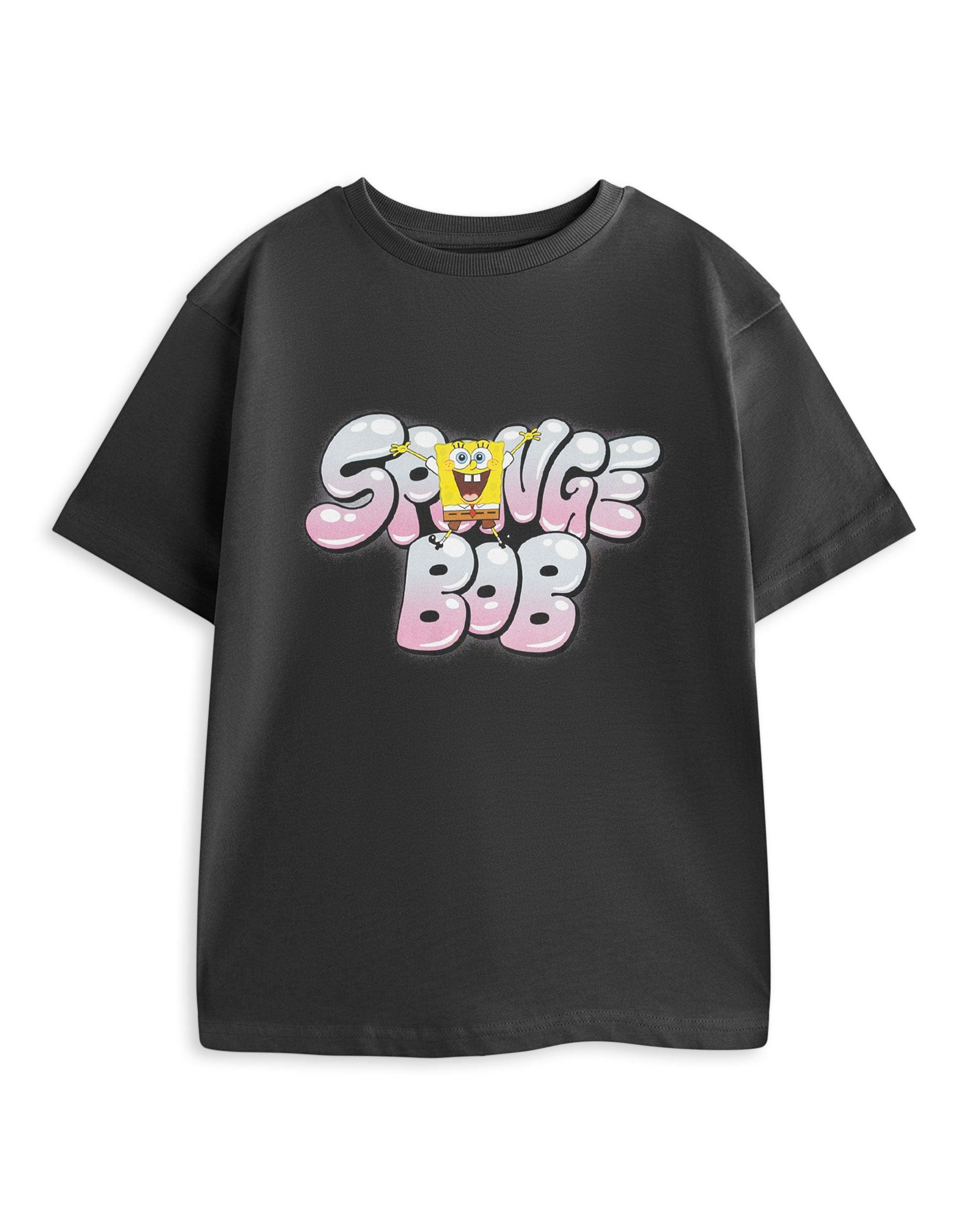 Vanilla Underground Boys Black Spongebob Squarepants Bubble Short Sleeved T-Shirt - 13-14 Years