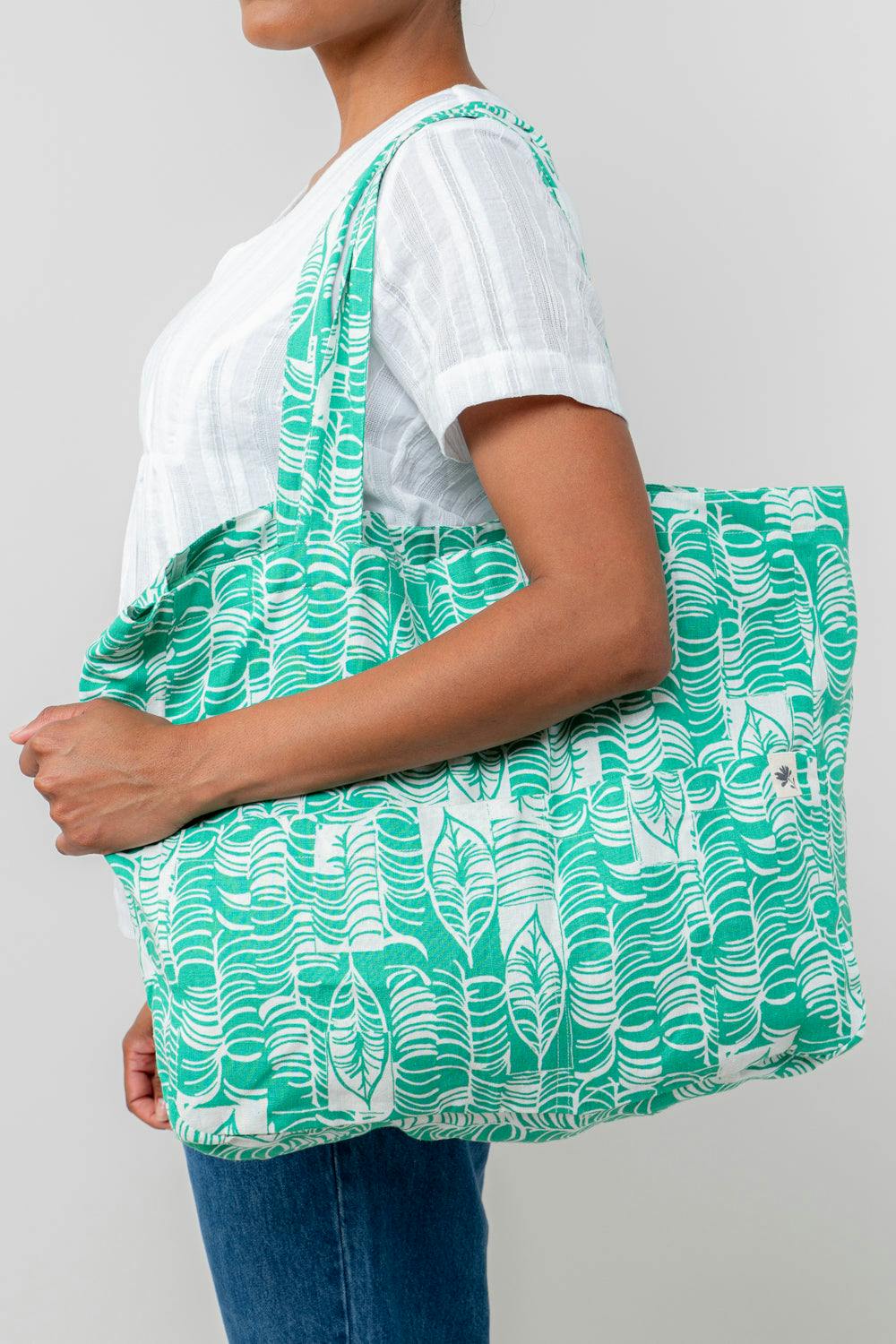 Lily & Me Green Linen Tote Bag Birch - One Size