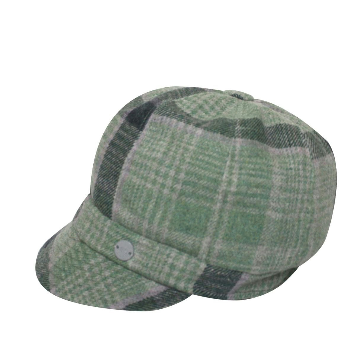 Earth Squared Women's Green Tweed Hat – Wool Blend Baker Boy / Gatsby Style
