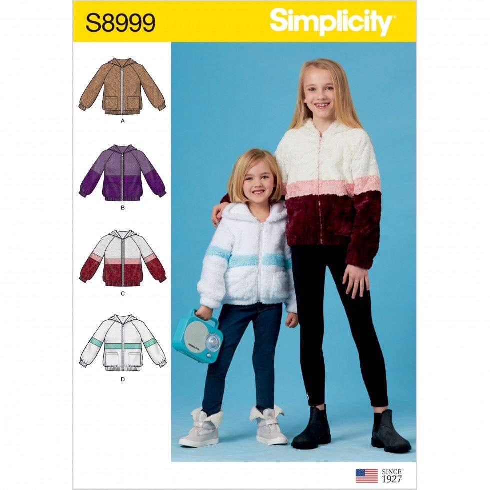 Simplicity Sewing Pattern 8999, Hoodies, Jackets For Kids, Teenagers, Hh (3-4-5-6) - Intermediate - Hh (3-4-5-6)