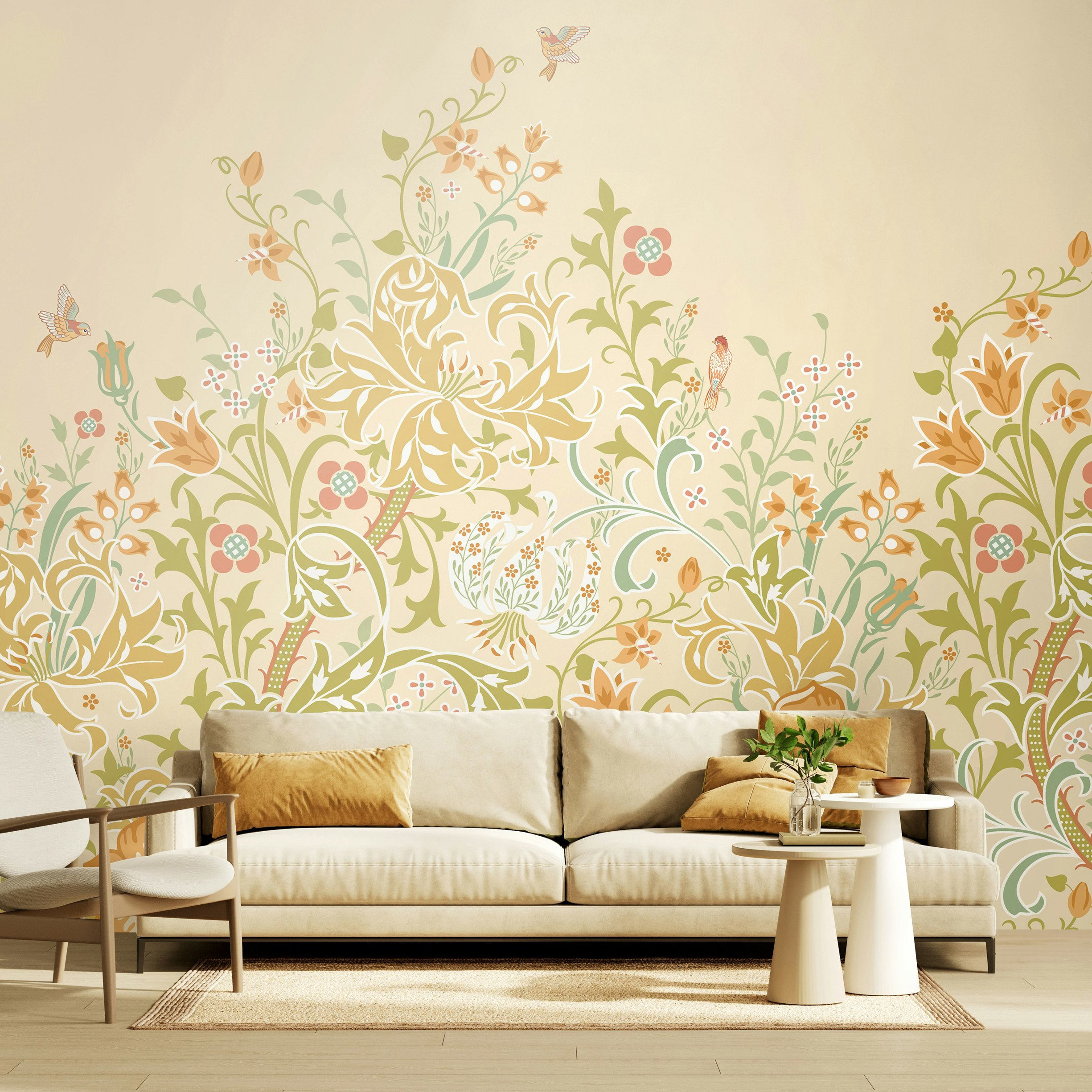 Origin Murals Trailing Lily - Buttercup - Medium - W300cm X H240cm