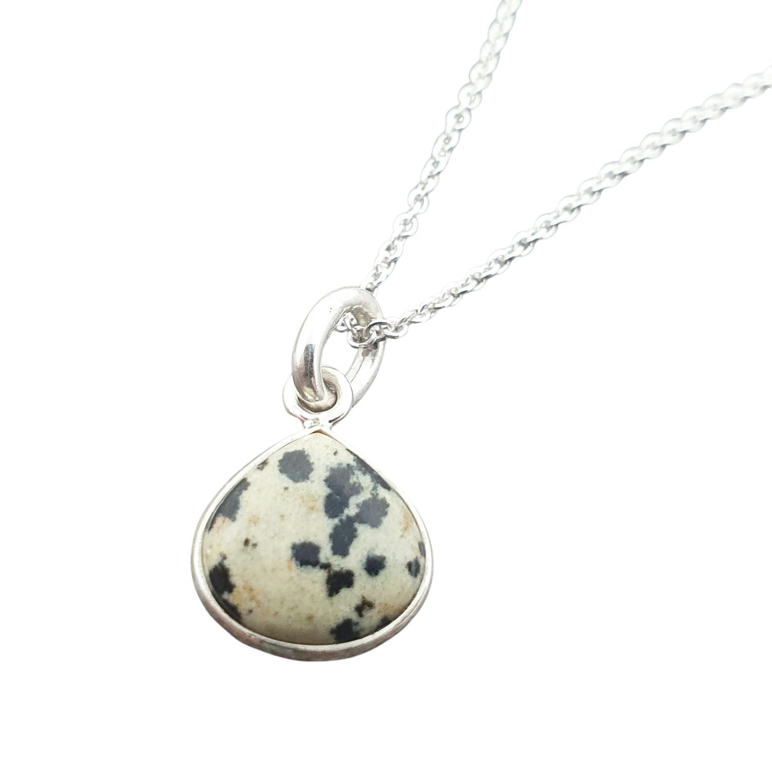 Harfi Silver 925 Sterling Dalmatian Jasper Necklace