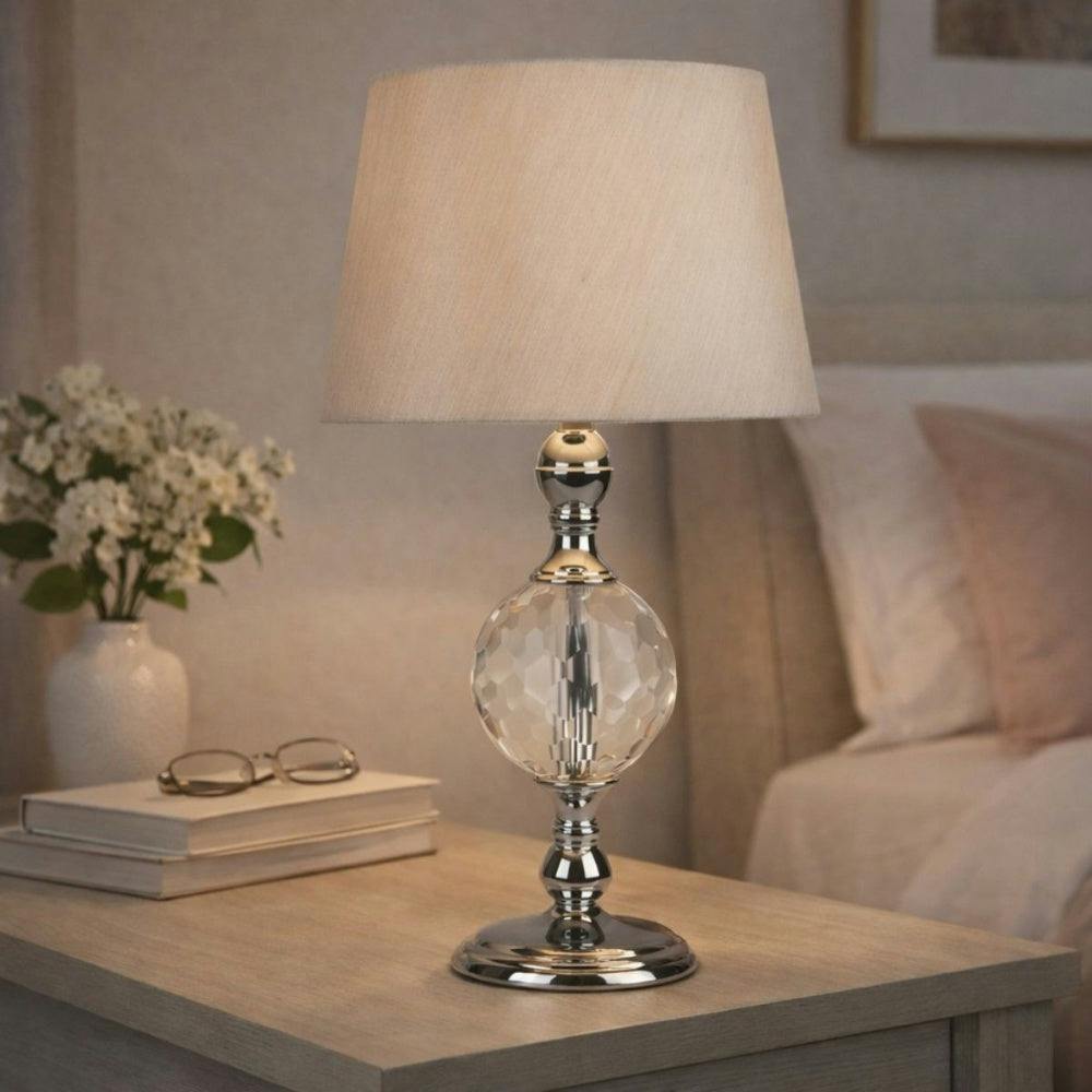 Rackhams Silver/Light Vanessa Polished Chrome & Glass Table Lamp
