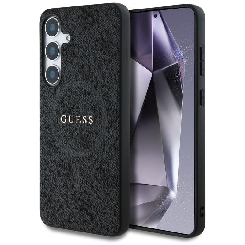 Guess Black Leather 4G Coloured Ring Classic Logo Case With Magsafe For Samsung Galaxy S25 6.2" - Guhms25sg4gfrk