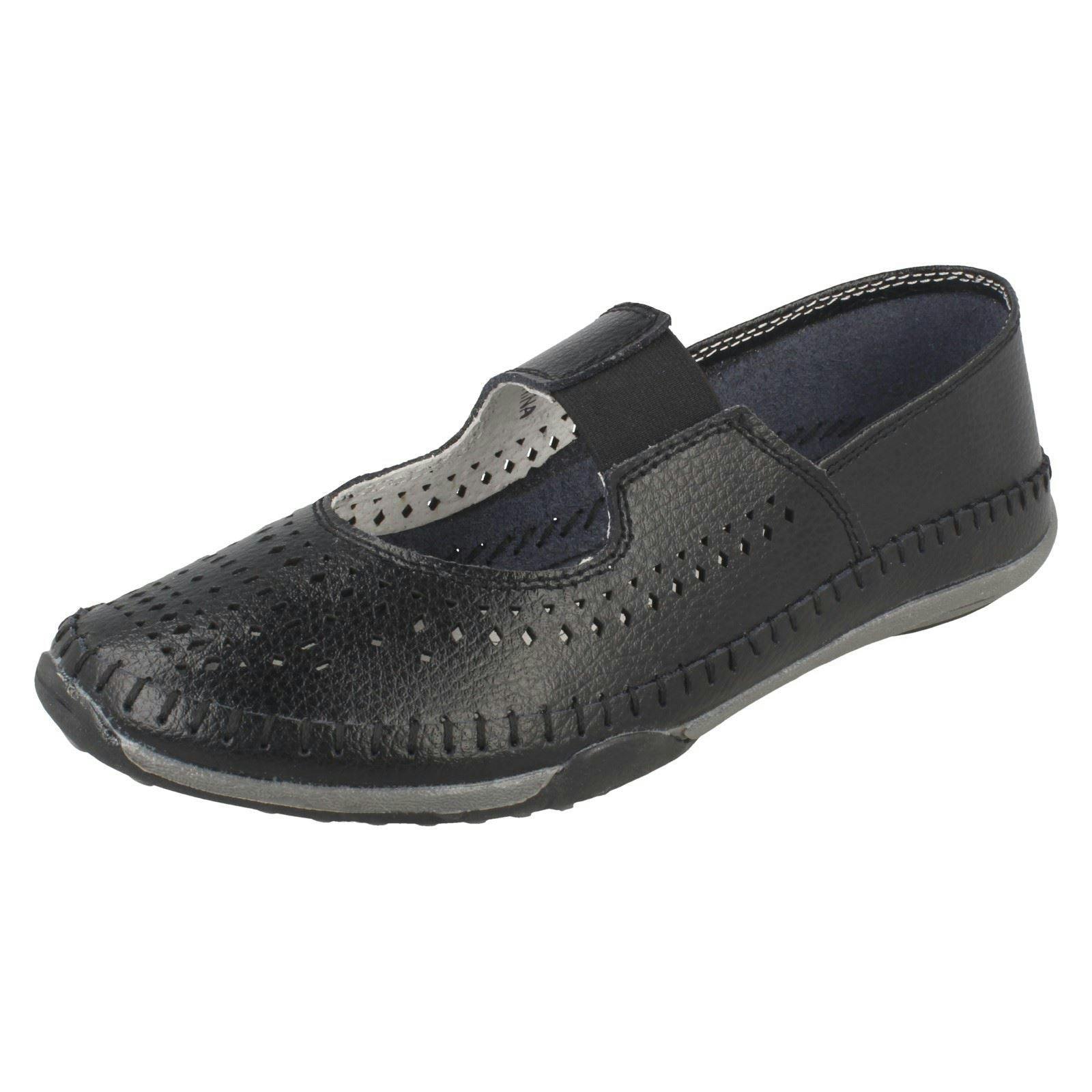Down To Earth Women's Black Elastic Upper Strap Shoes - Uk 3