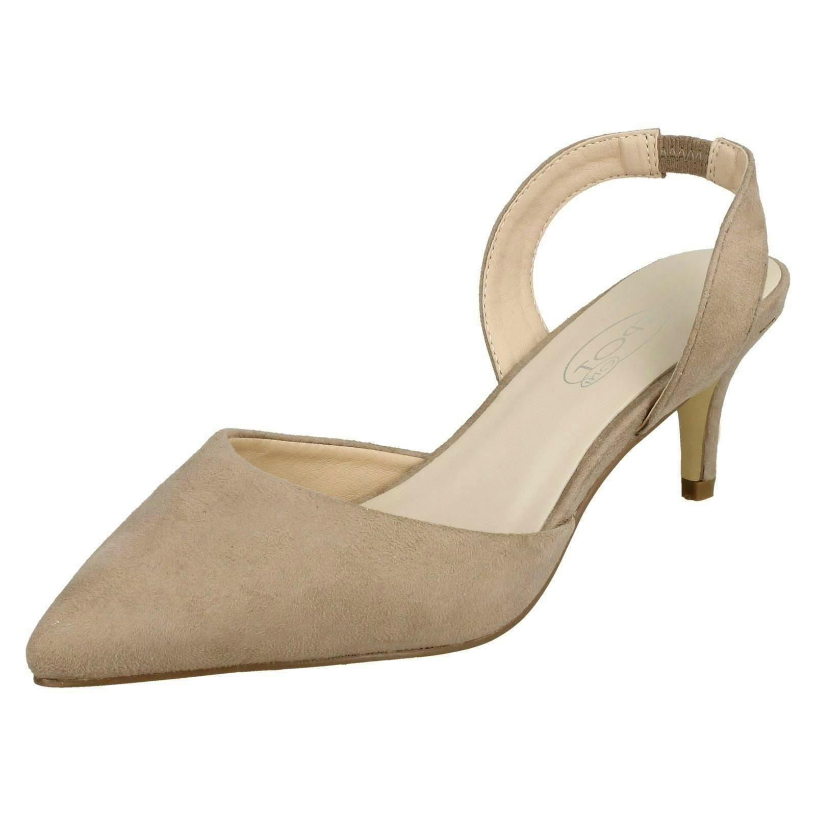 Spot On Women's Pointed Kitten Heel - Taupe - Uk 5