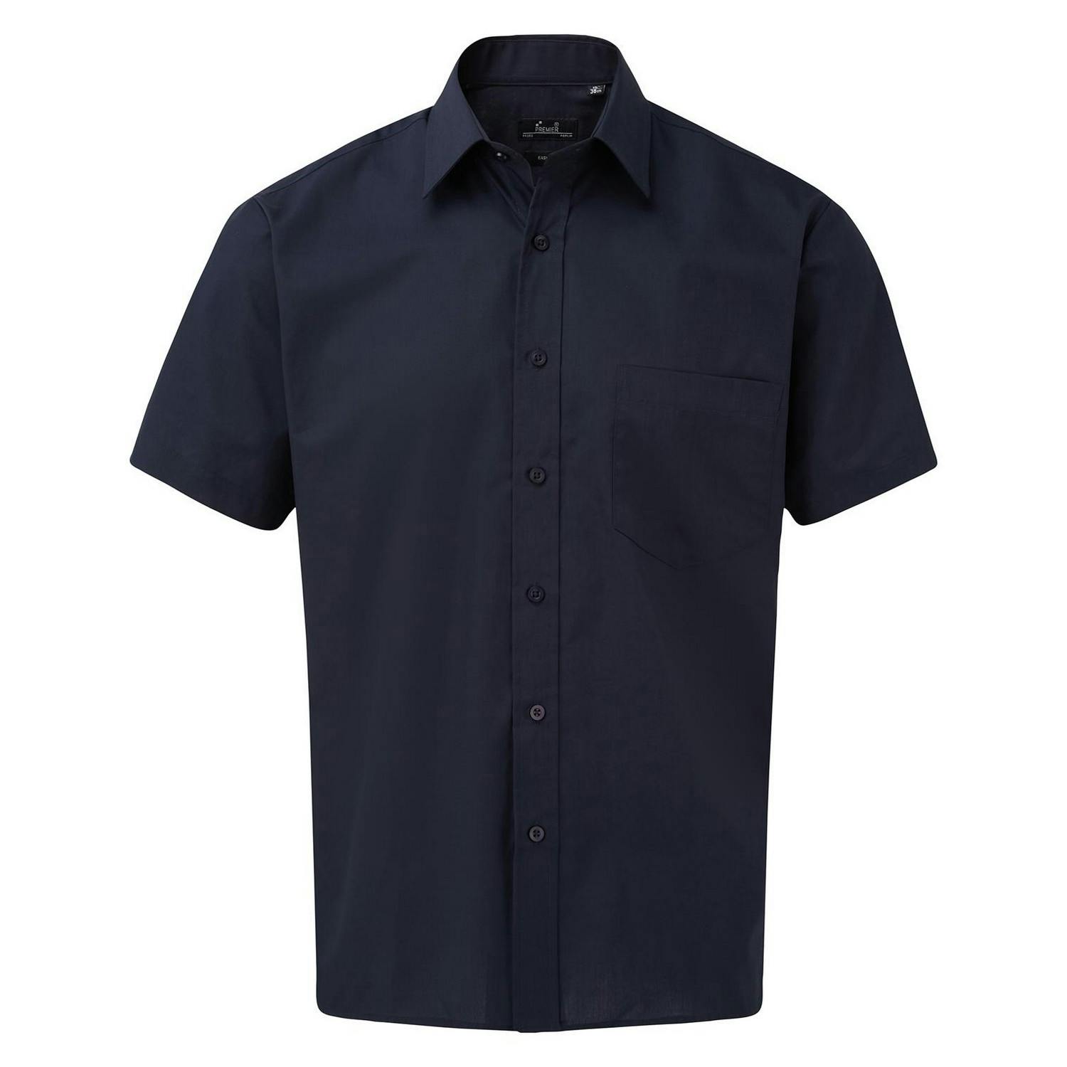 Premier (18In, Navy) Mens Short Sleeve Poplin Shirt - Image 2