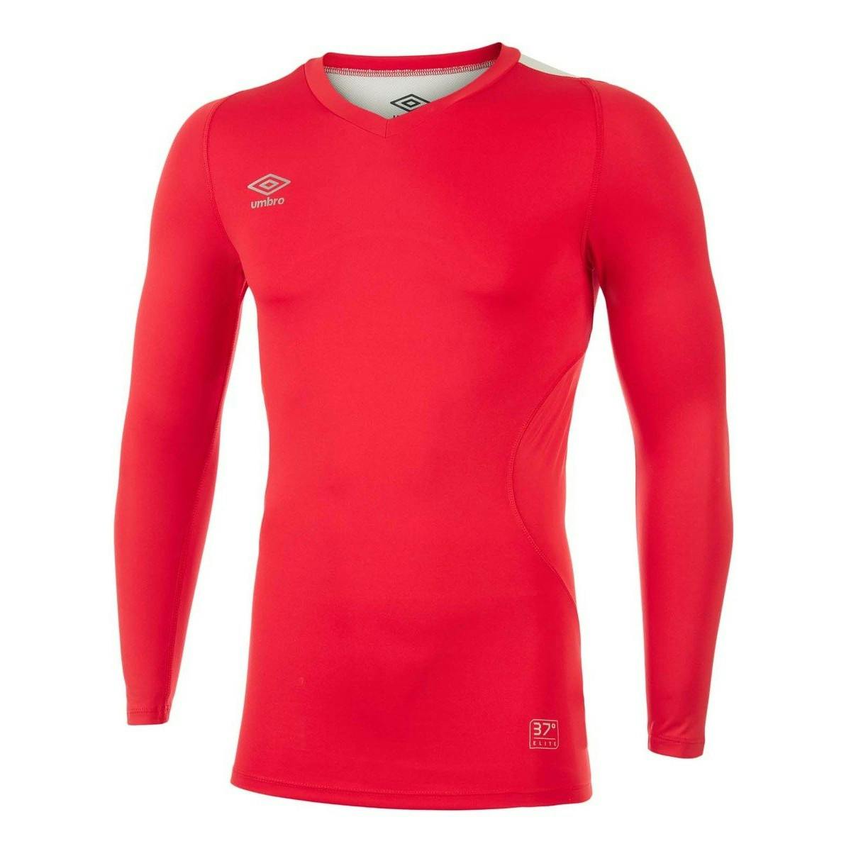 Umbro Men's Light Elite V Neck Base Layer Top - Vermillion - Xxl - Vermillion - 97% Polyester/3% Elastane