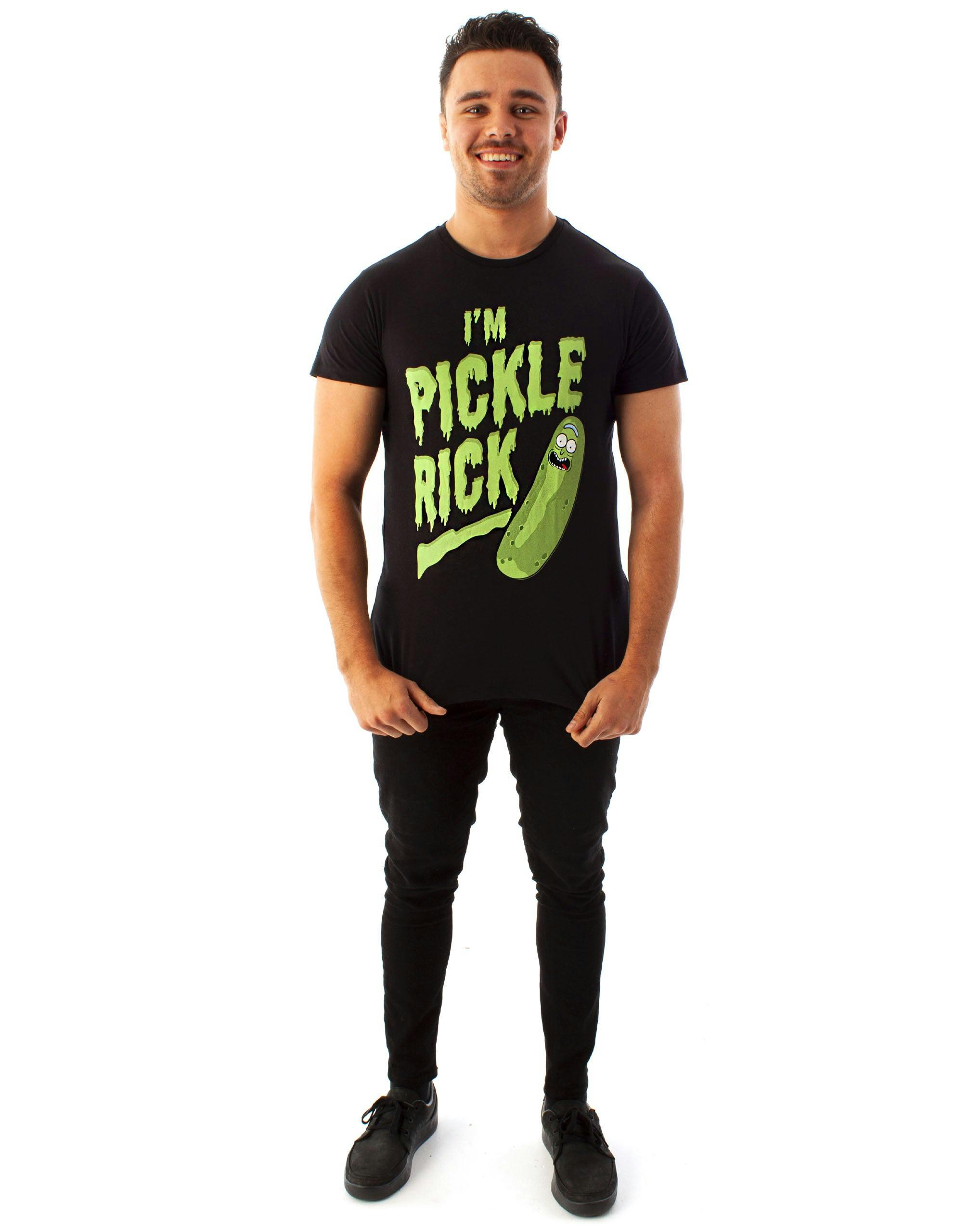 Vanilla Underground Men's Black Rick And Morty Pickle Rick Short Sleeved T-Shirt - XX-Large