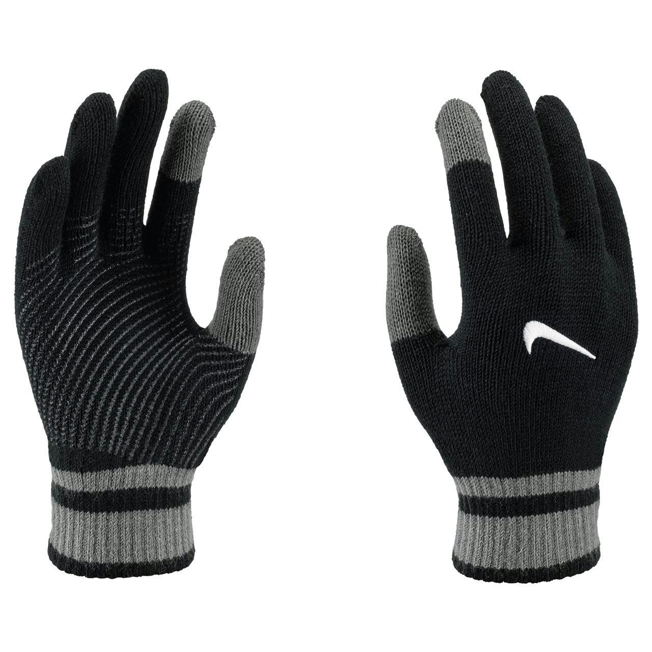 Nike Men's Black Y Gripped Knitted Gloves - M - 95% Acrylic/5% Elastane