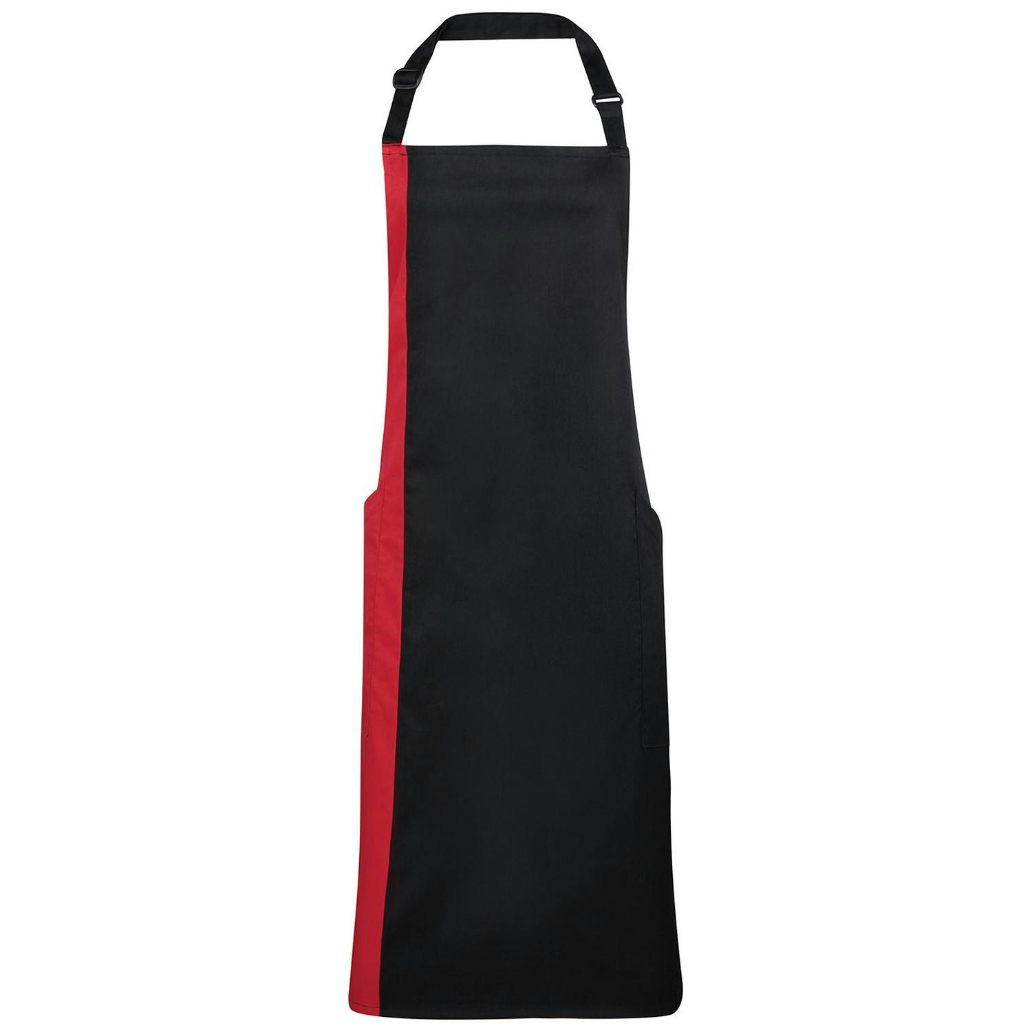 Premier Black/Red Contrast Bibbed Full Apron - One Size