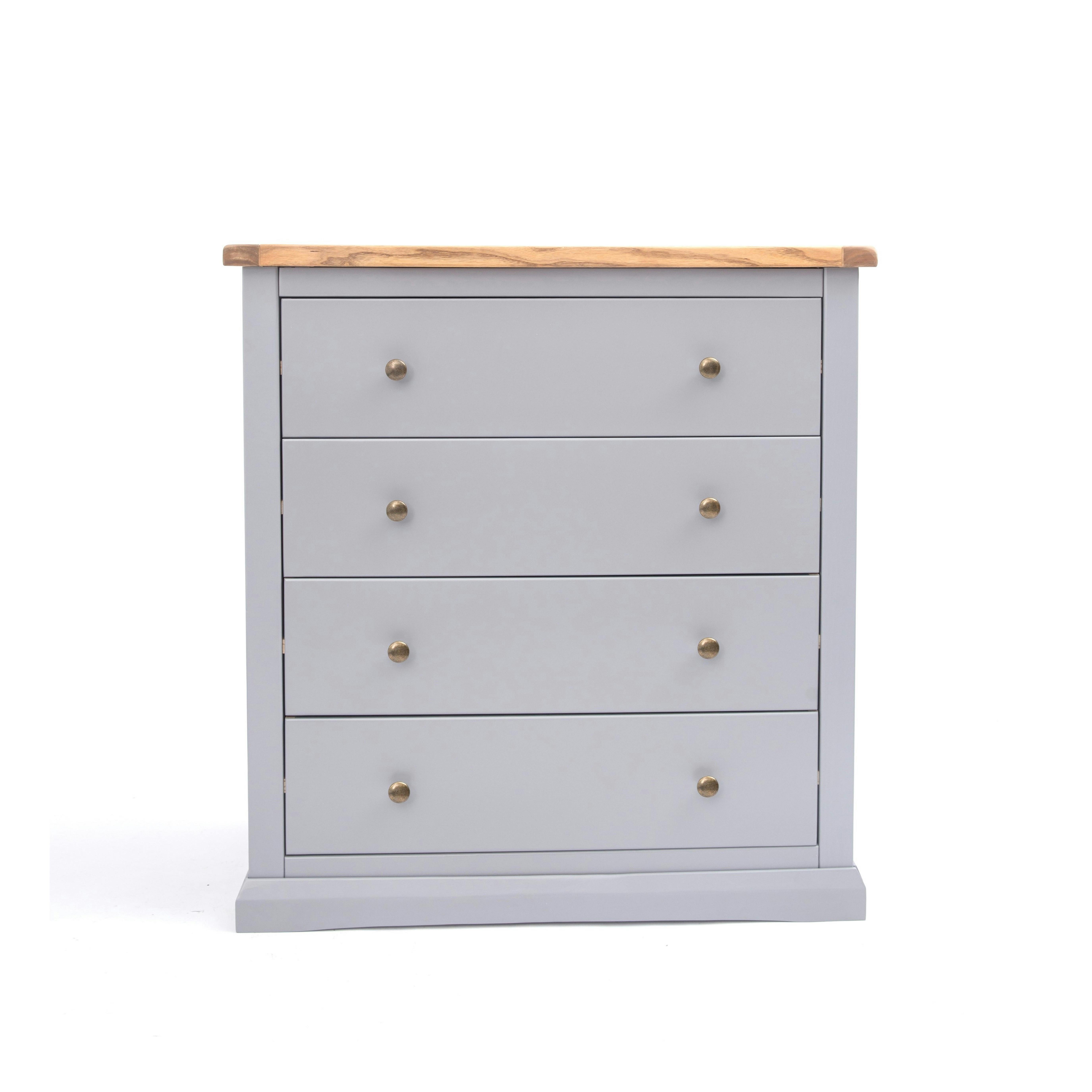 Rackhams Grey Rocca 4 Drawer Chest Of Drawers Brass Knob