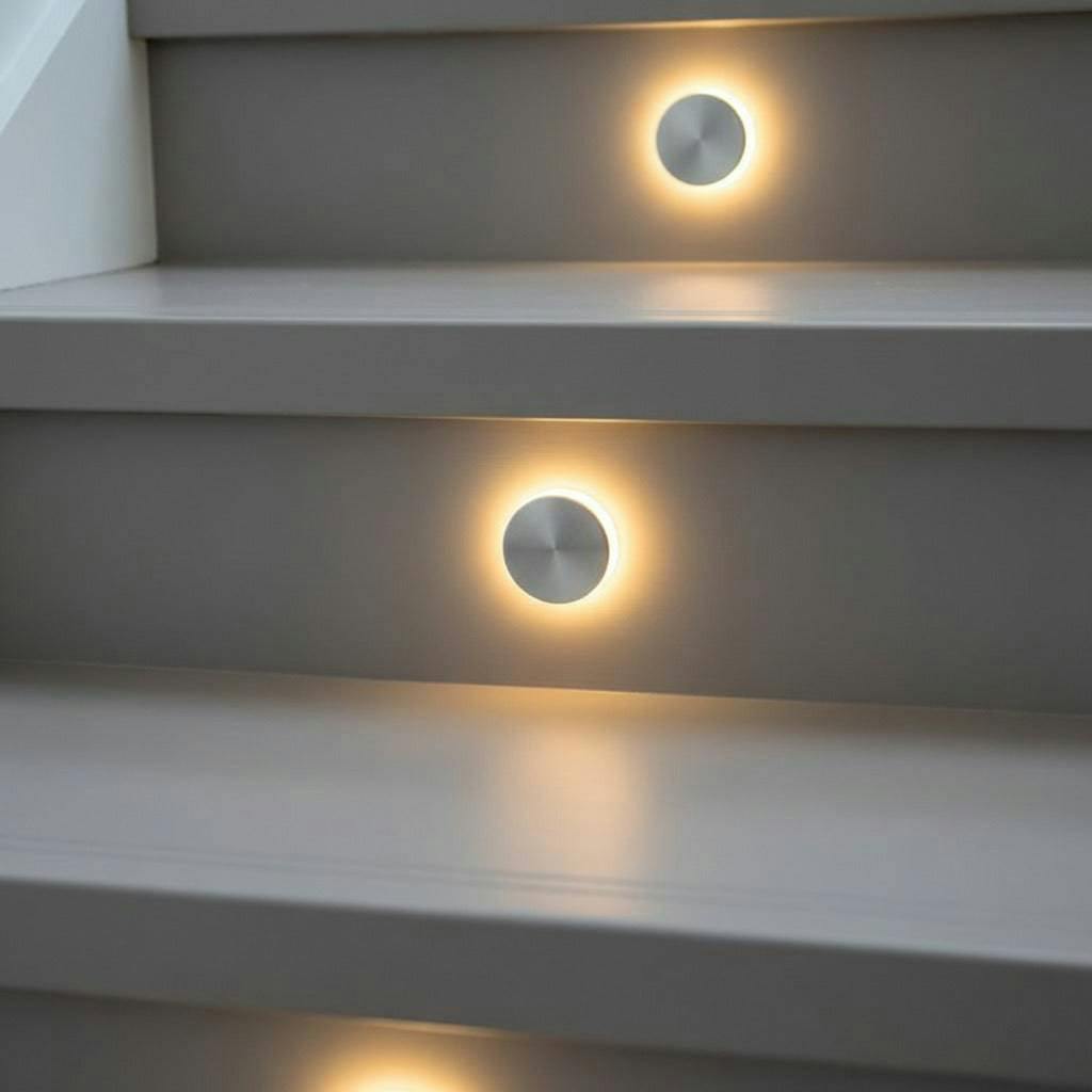 Rackhams Light/White Round 1 Watt Recessed Interior Staircase Tread Ing