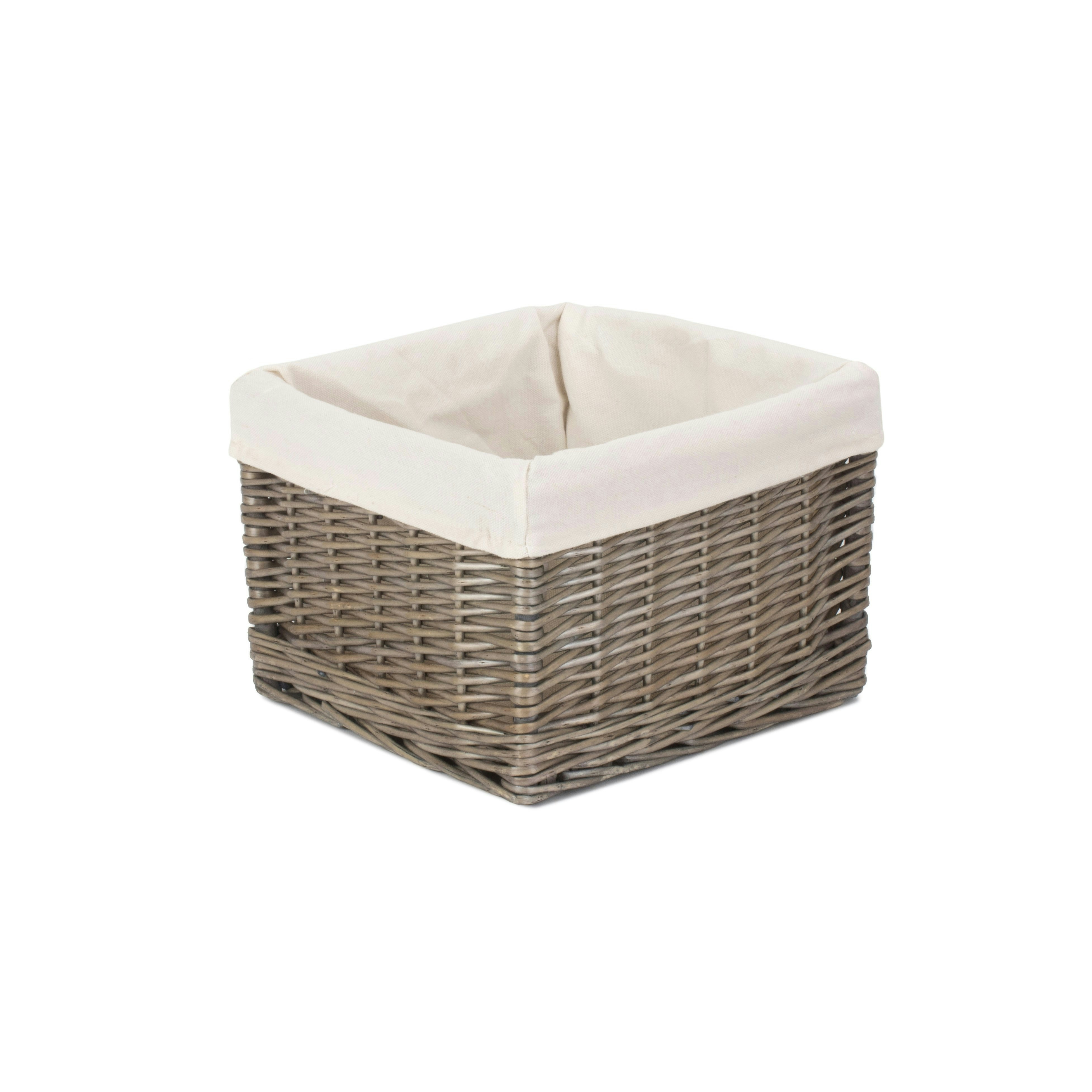 Red Hamper Square Antique Wash Wicker Lined Storage Basket - Small
