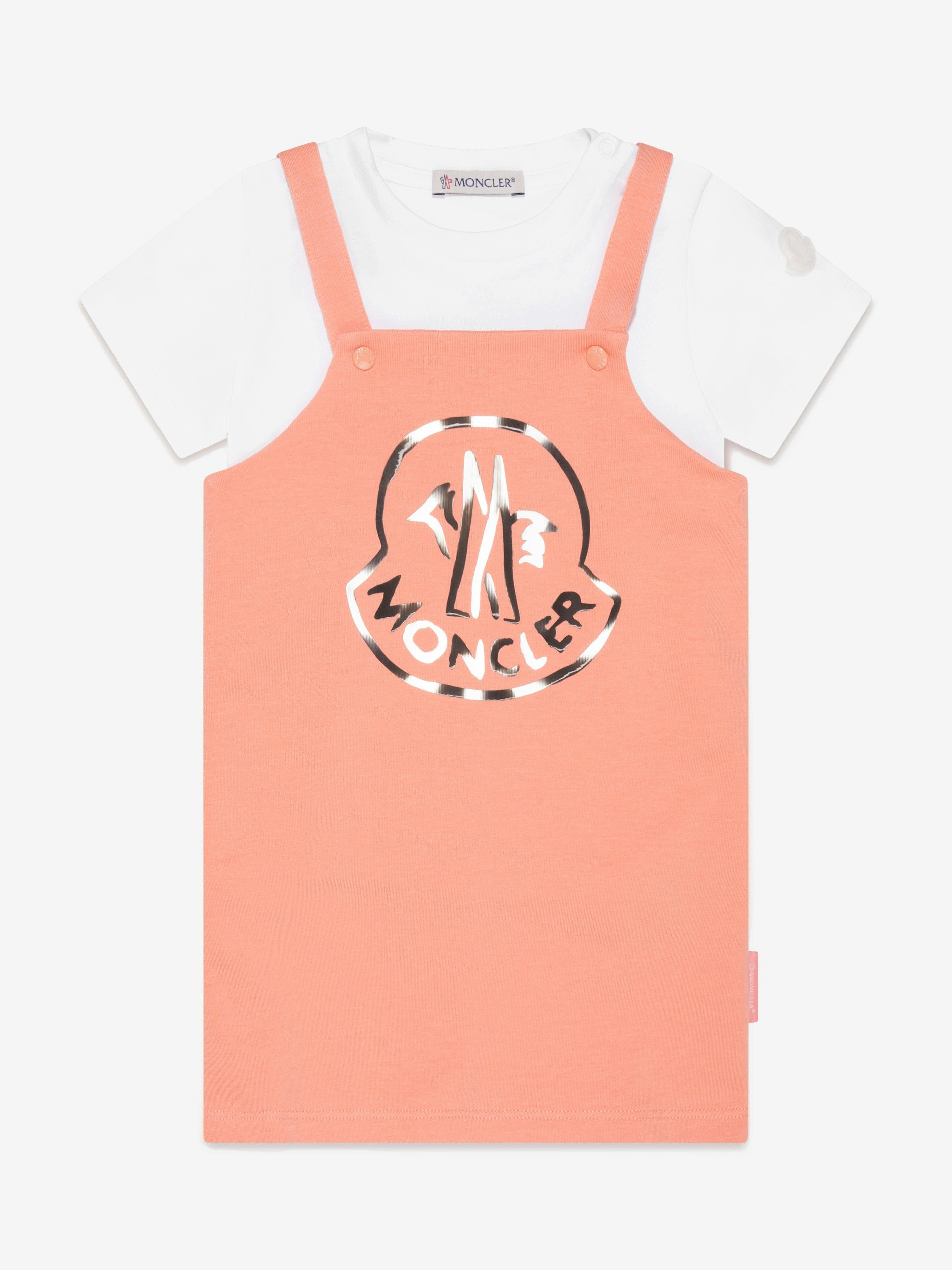 Moncler Enfant Women's Peach/Orange Baby Girls T-Shirt And Dress Set In - 18 - 24 Mths
