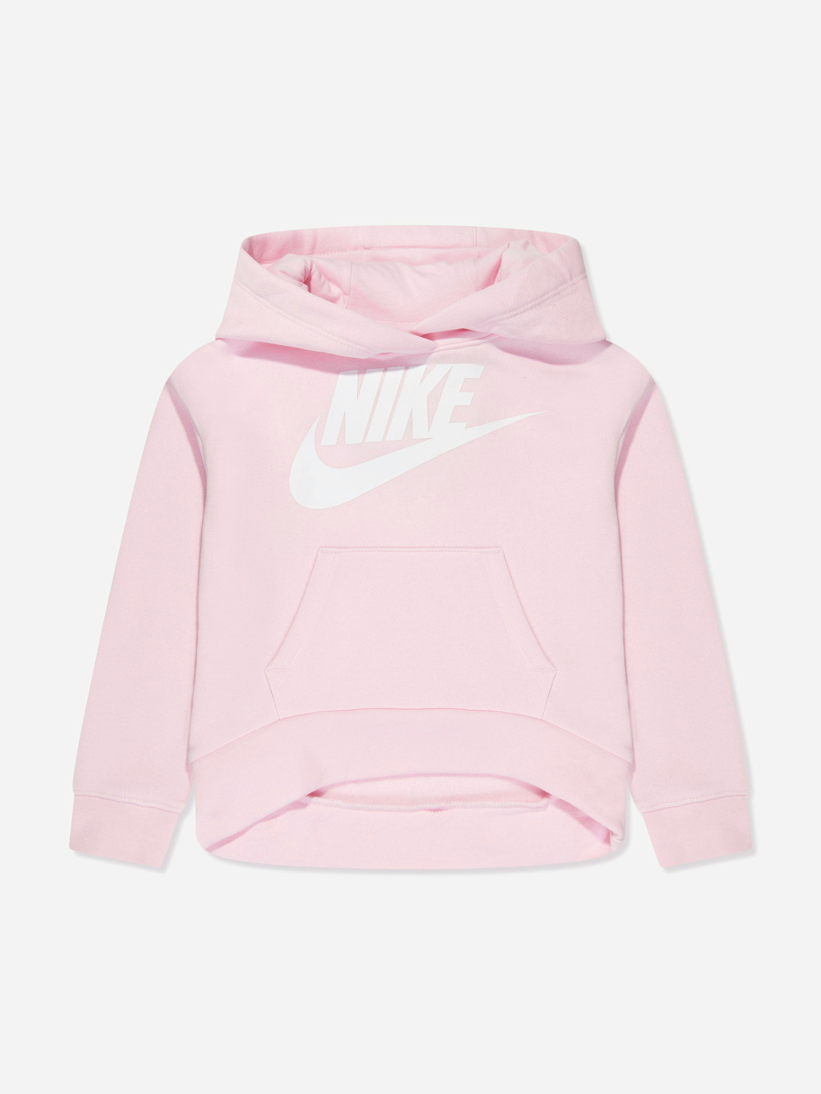Nike Girls Pink Club Fleece High Low Hoodie In - 2 - 3 Yrs