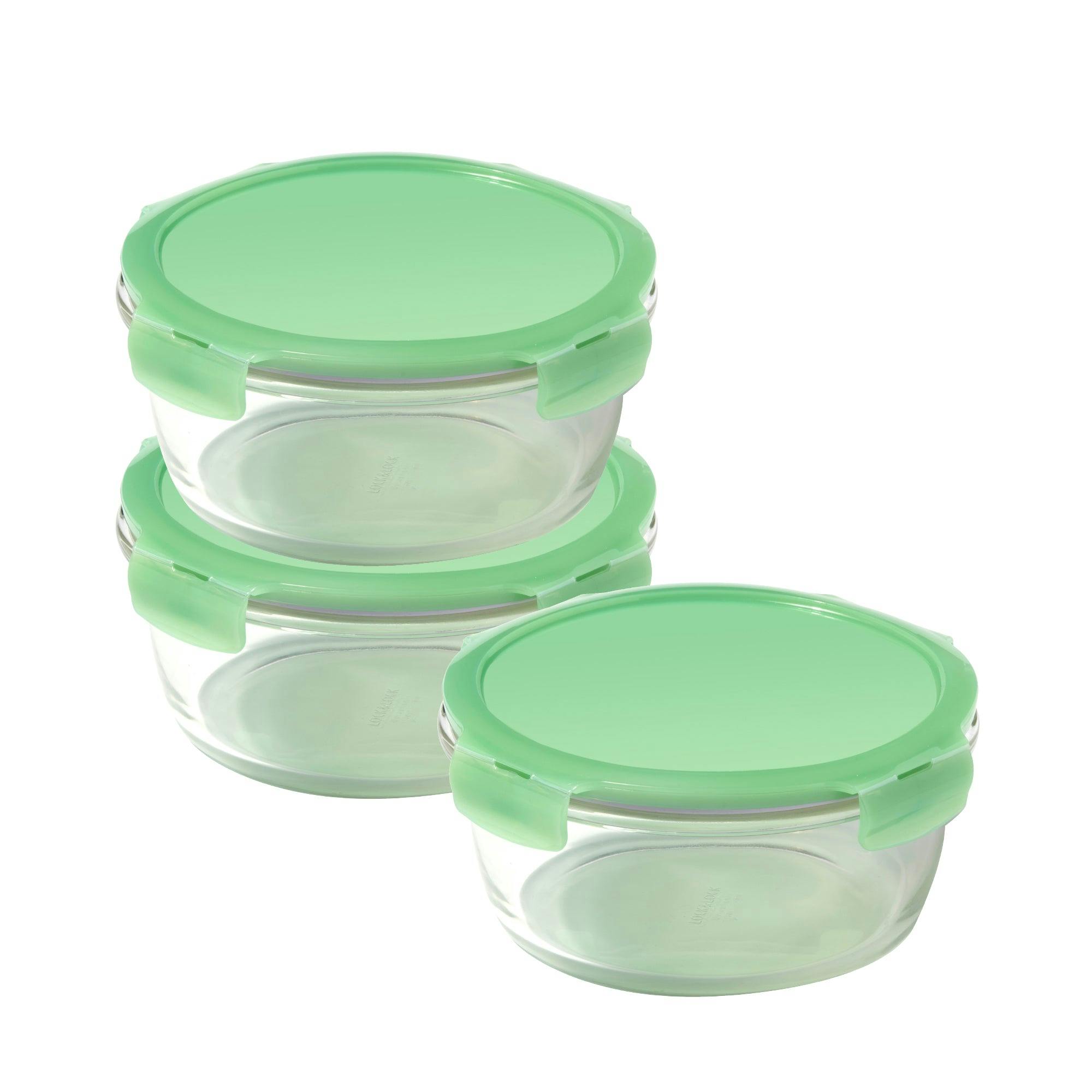 Rackhams Ovenglass Round Food Containers With Lids, 3 X 950Ml