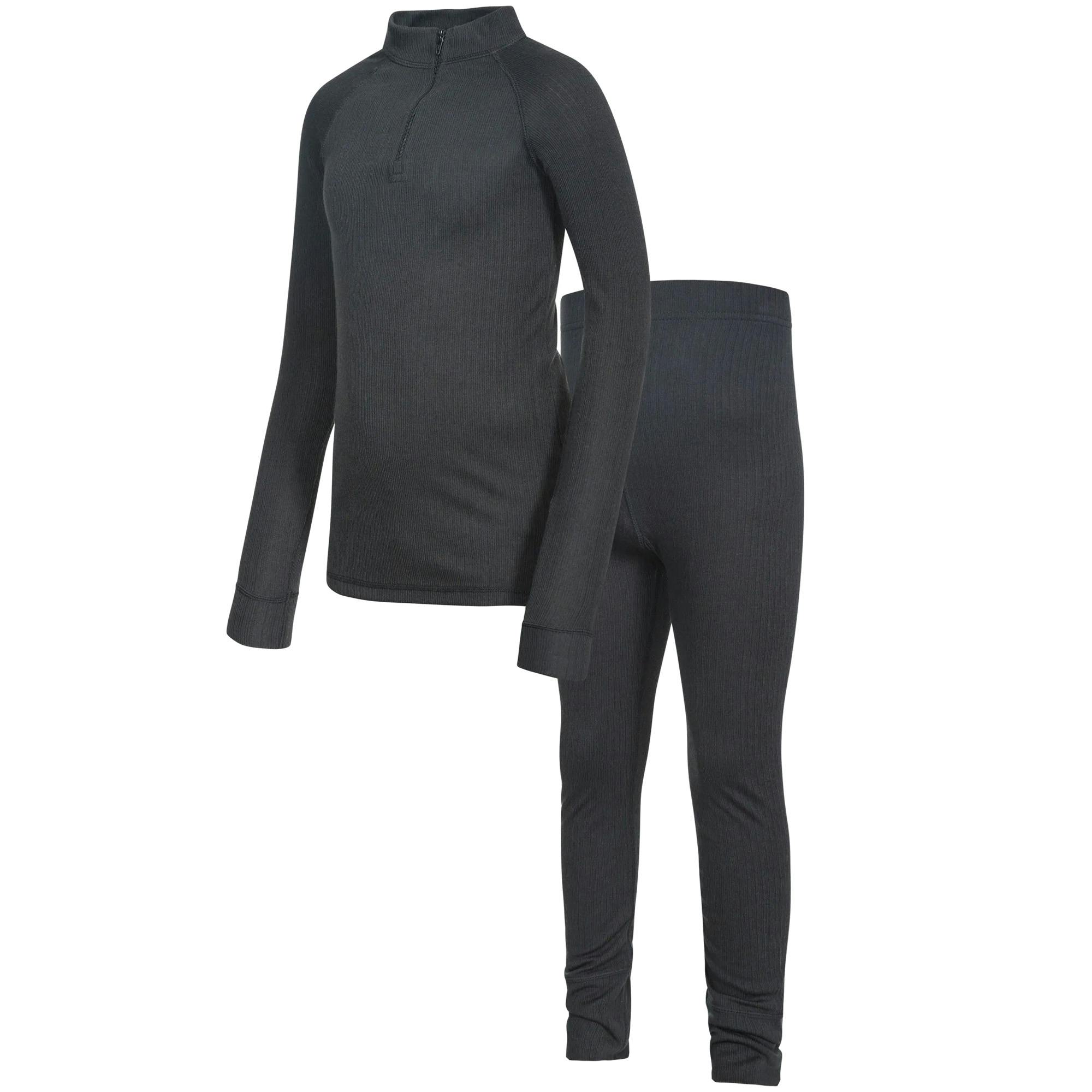 Trespass Unisex Kids Black Kids Unite360 Thermal Base Layer Set (Top And Bottoms) - 11/12 Years - 100% Polyester