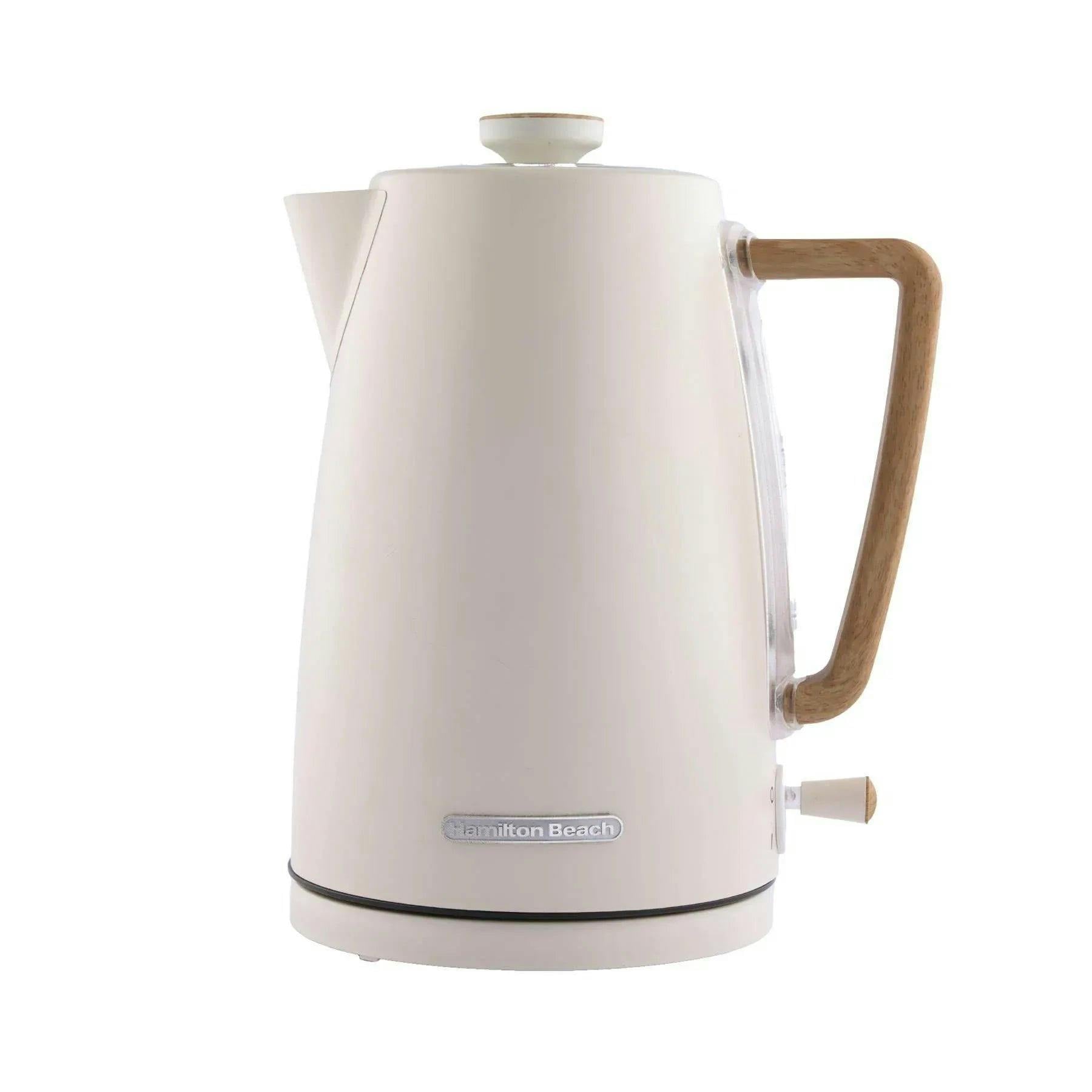 Hamilton Beach Electric Kettle, Scandi 1.7L, Boil Dry Protection, Auto Shut Off, Water Level Window, Stay Cool Handle, Ergonomic Grip, Matte Cream with Wood Effect - HBK01MC - Image 2